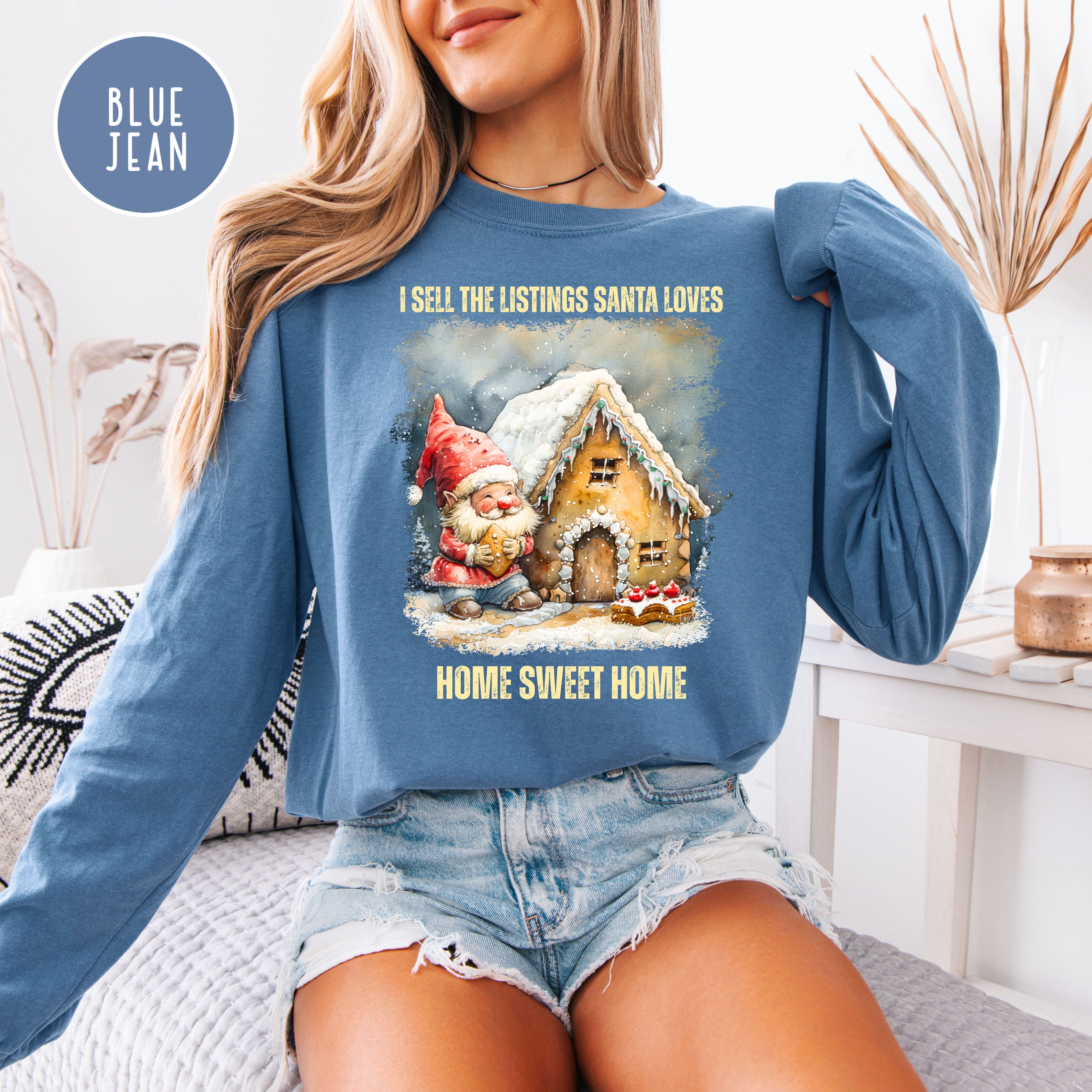 Real Estate Agent Christmas Comfort Colors Unisex Long Sleeve Tee