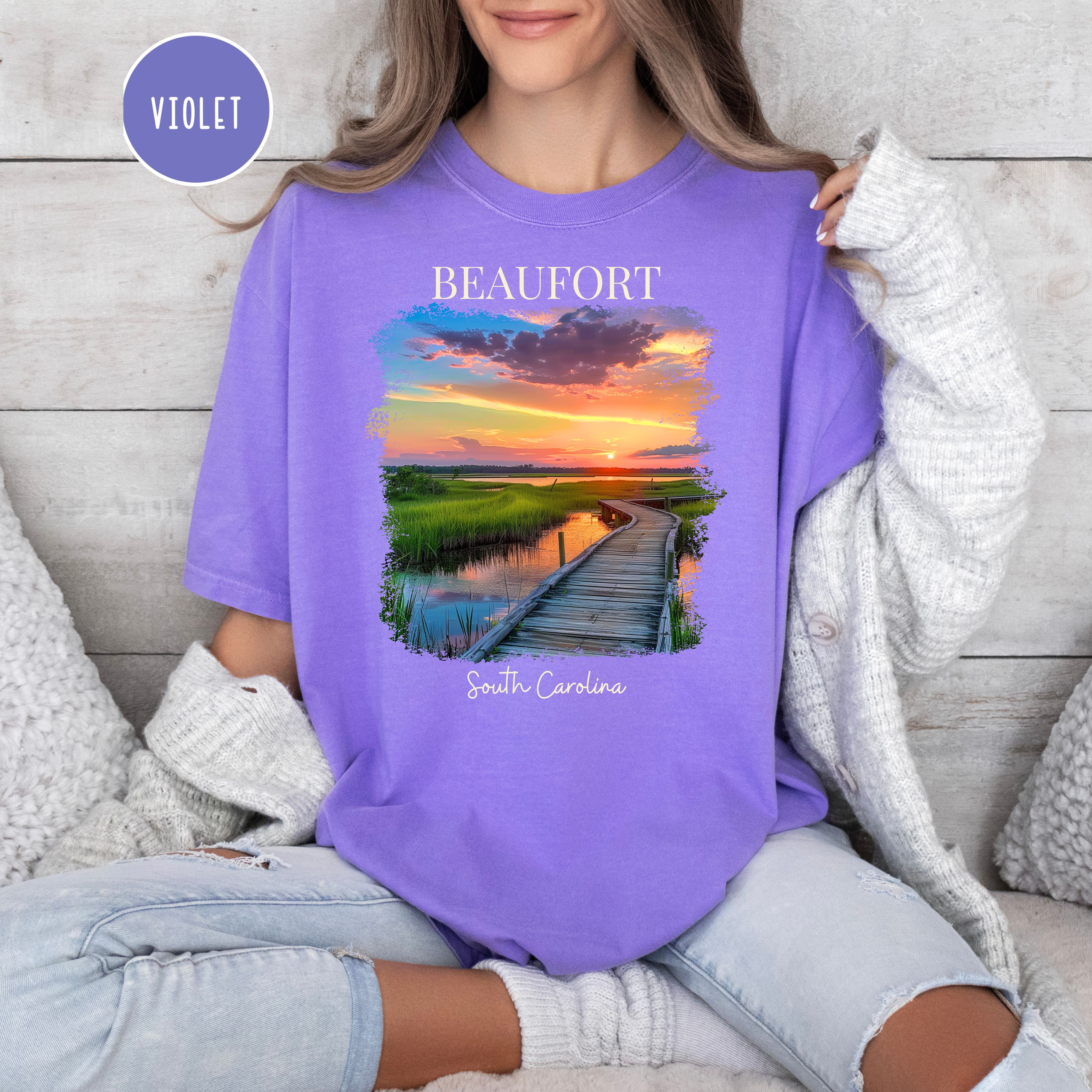 Beaufort South Carolina Sunset Comfort Colors Tee