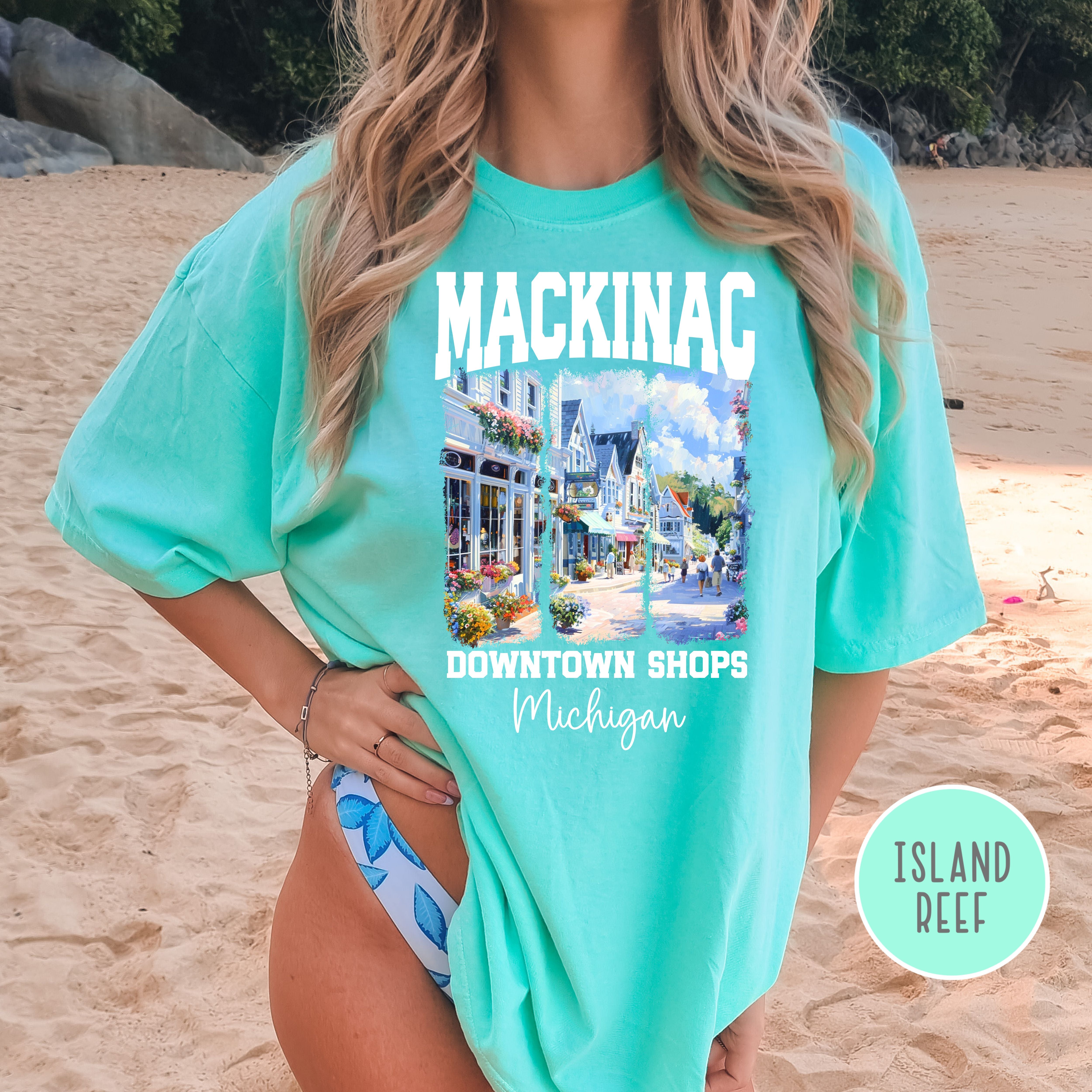 Mackinac Island Michigan Downtown Shops Comfort Colors® Tee