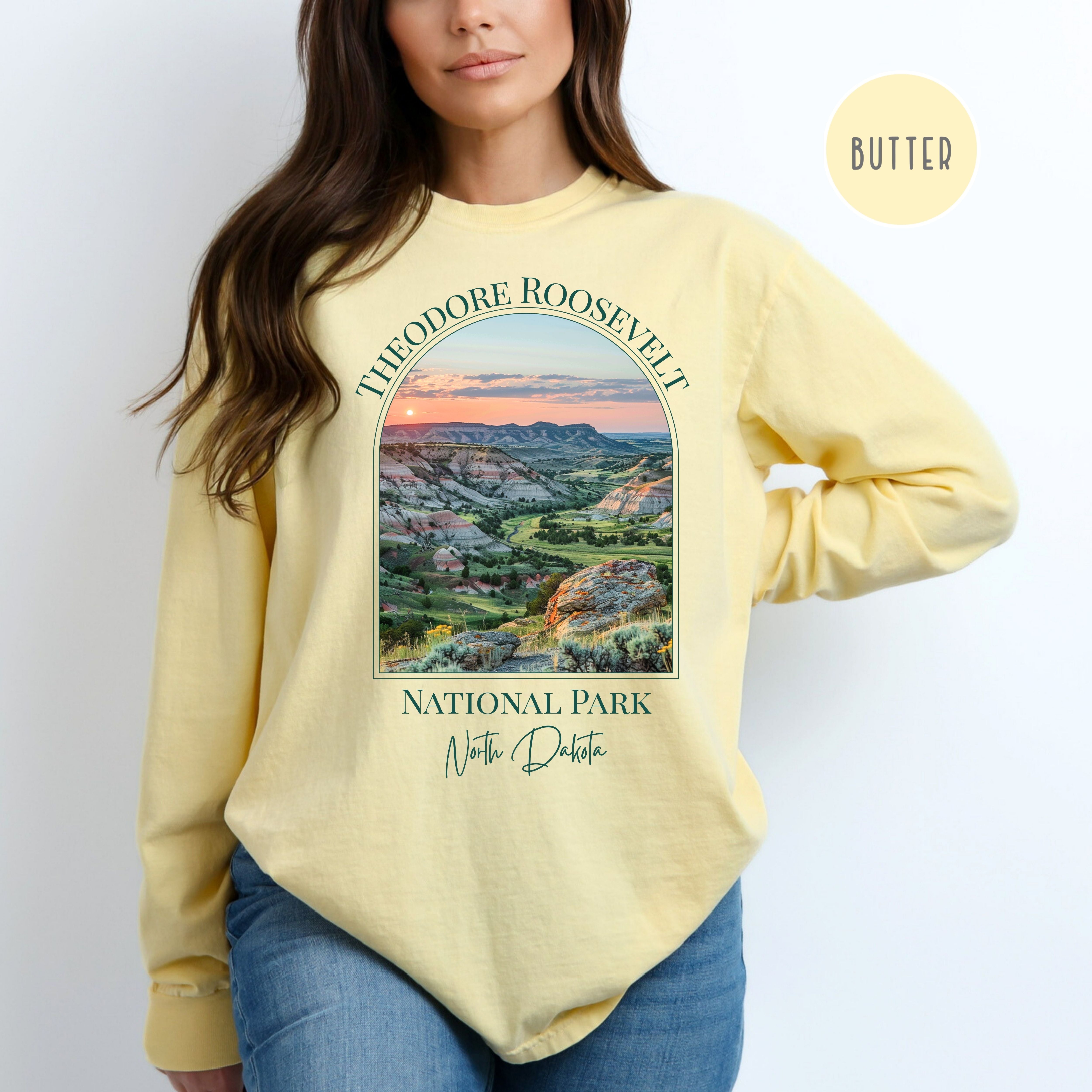 Theodore Roosevelt National Park North Dakota Comfort Colors Long Sleeve Unisex Tee