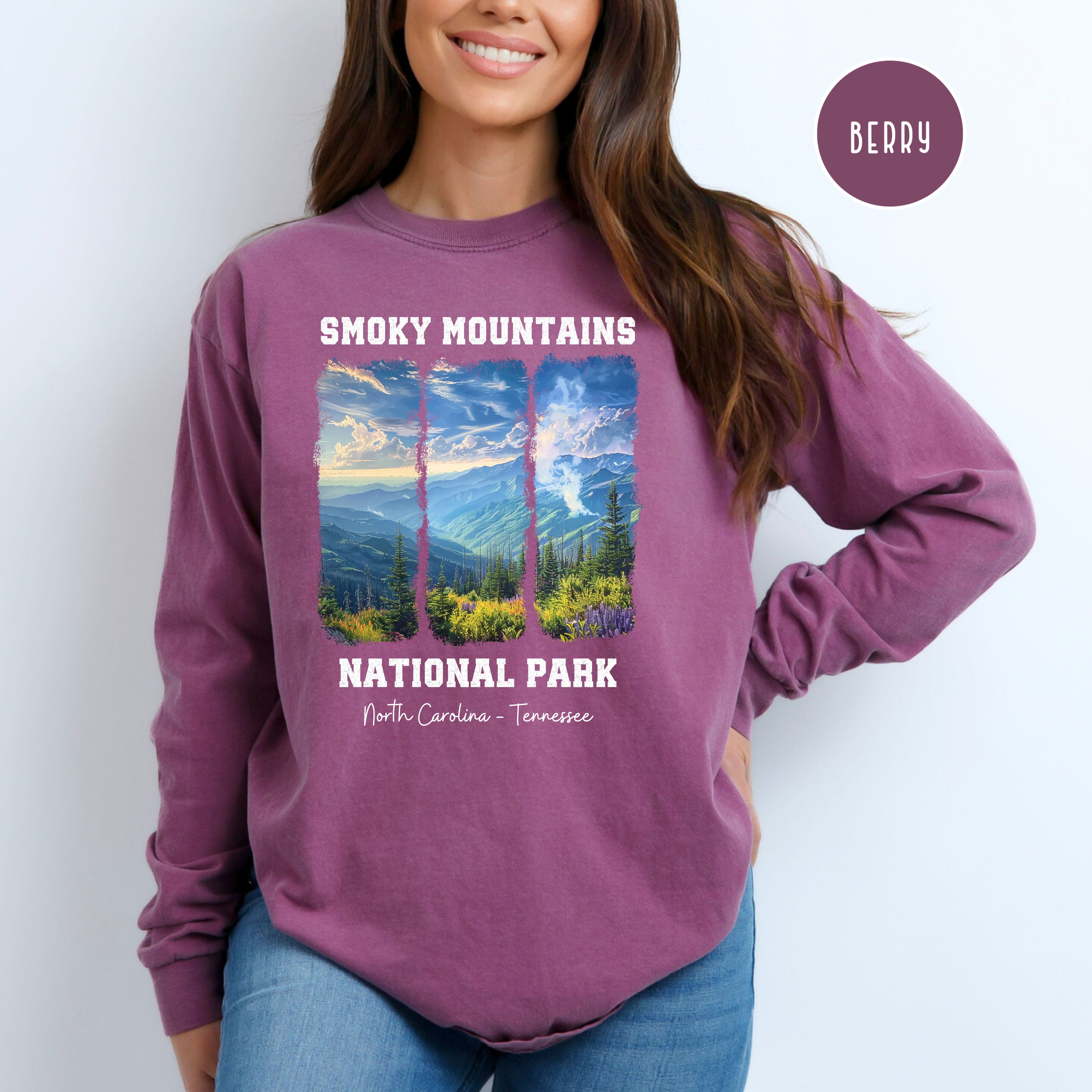 Smoky Mountains National Park Comfort Colors Long Sleeve Unisex Tee Shirt