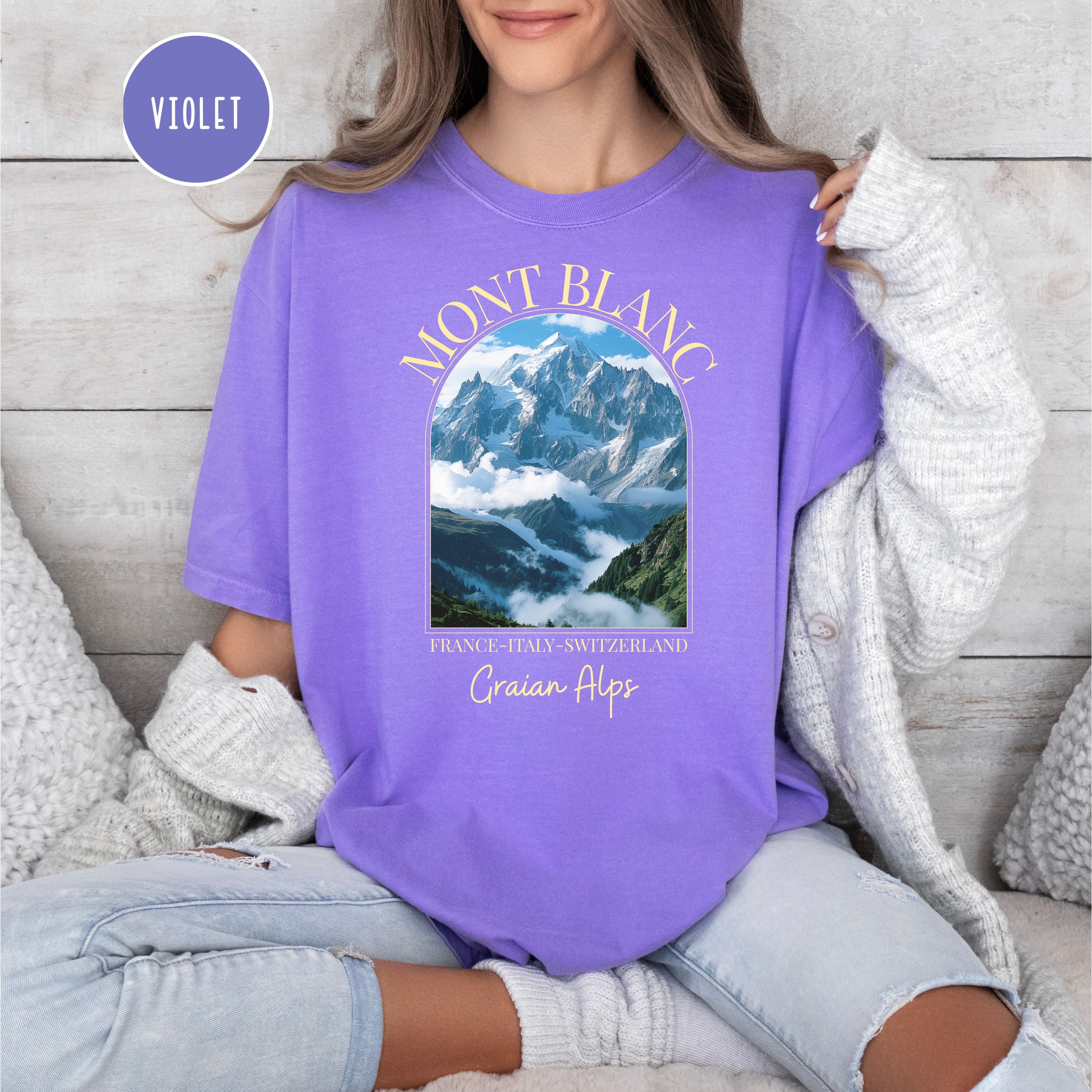 Mont Blanc Mountain France-Italy-Switzerland Comfort Colors Tee