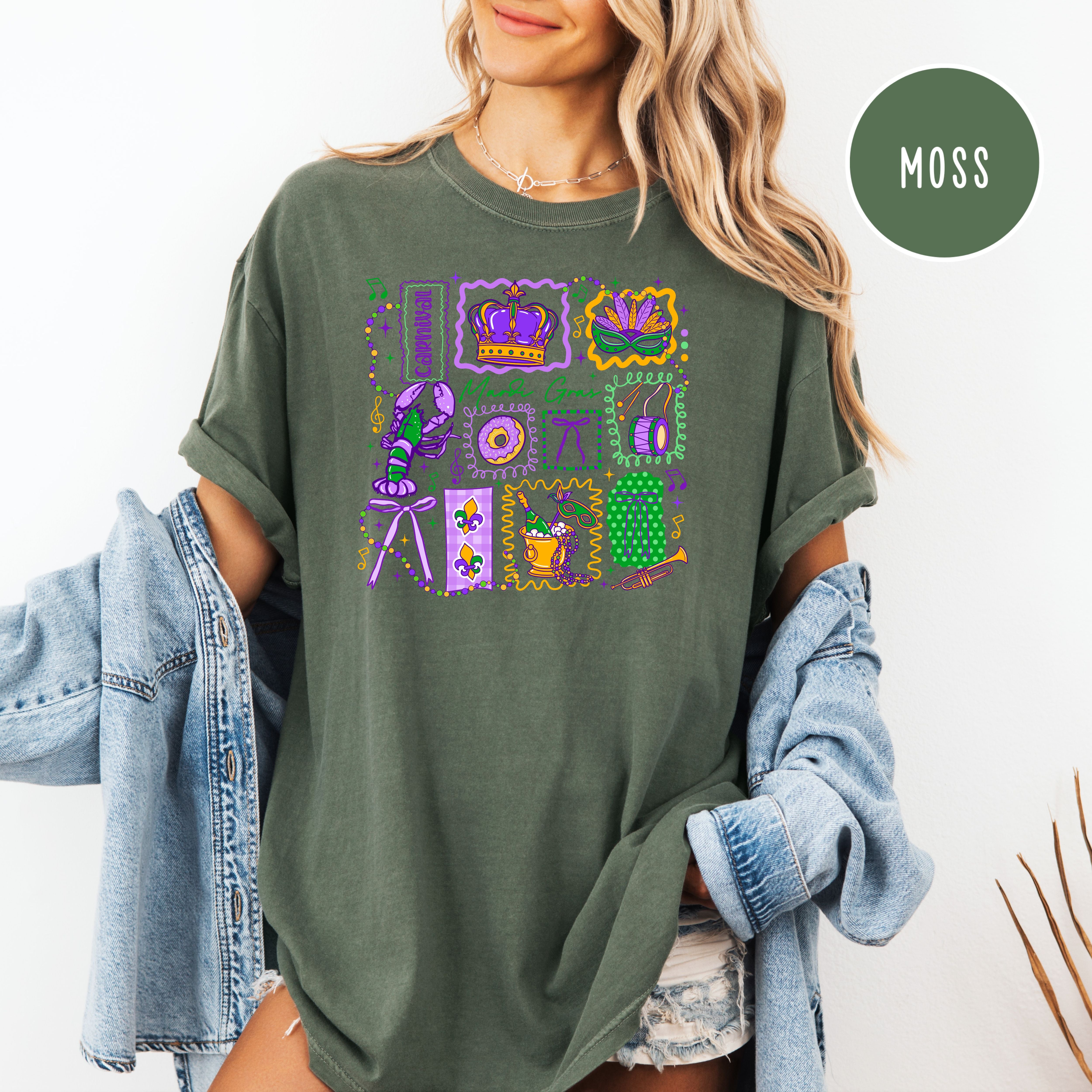Festive Mardi Gras Comfort Colors T-Shirt, New Orleans Travel Shirt