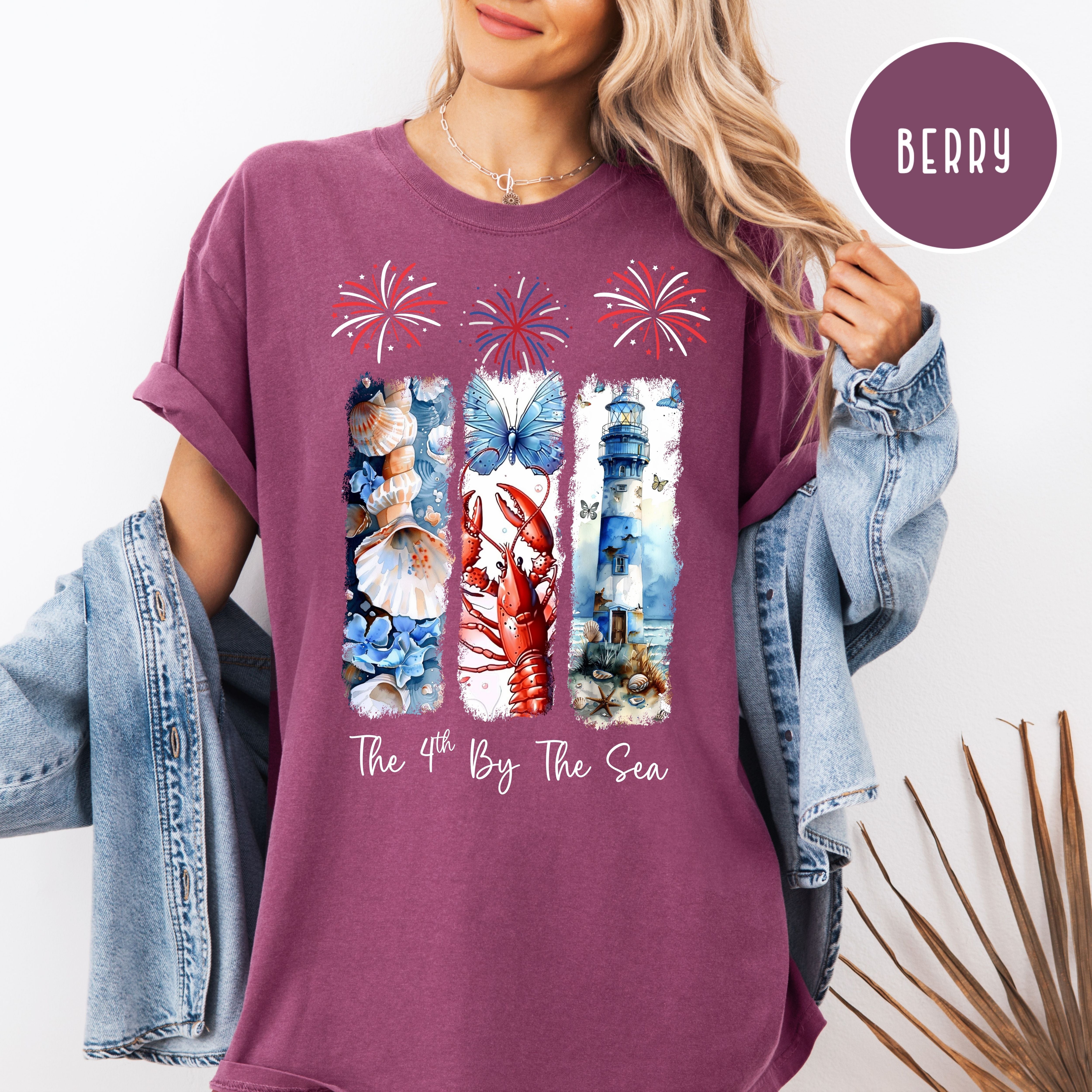 4th of July by The Sea Comfort Colors Independence Day Ocean Vacation Shirt