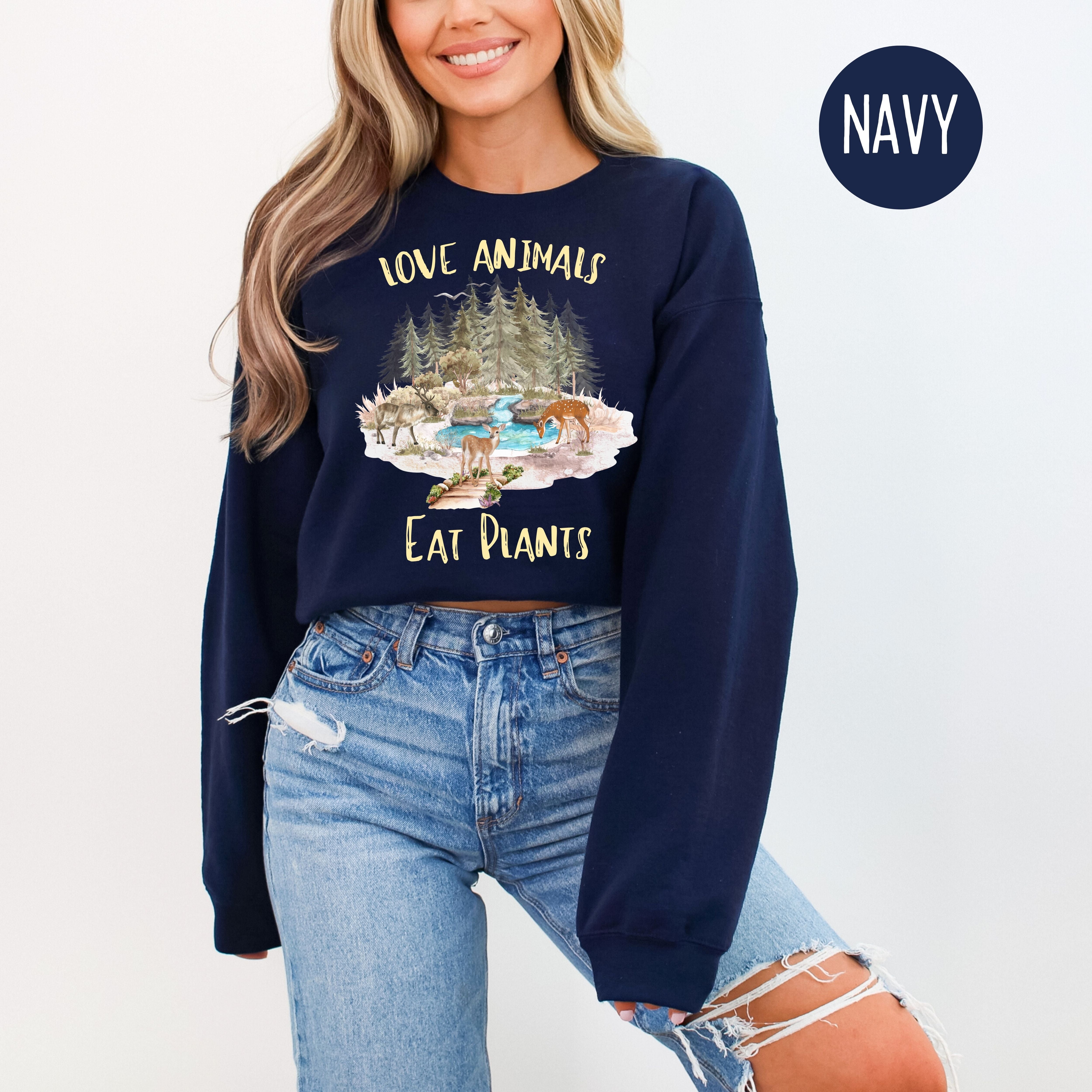 Vegetarian Gift Sweatshirt Love Animals Eat Plants Vegan Gift Sweatshirt