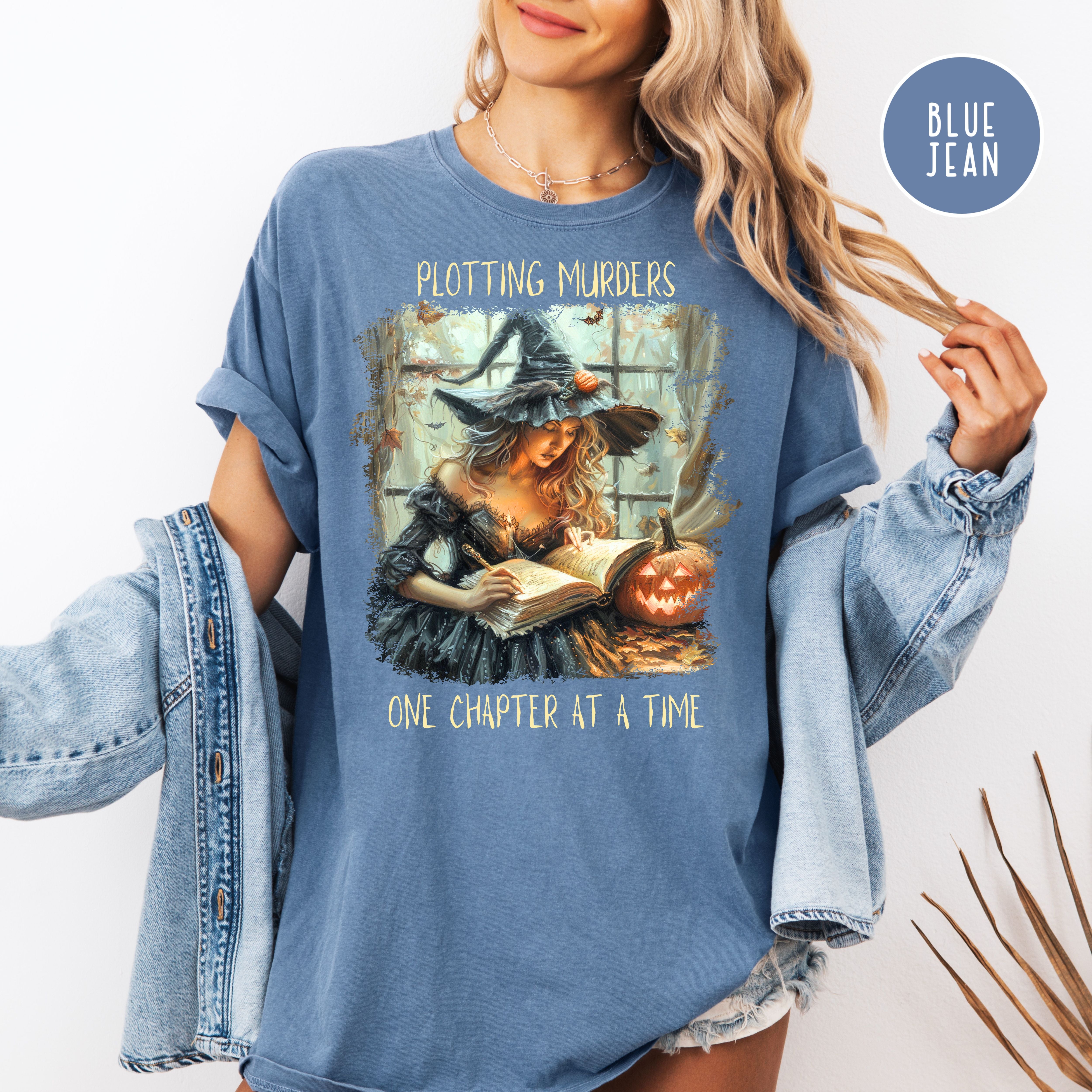 Female Murder Mystery Writer Comfort Colors Halloween Witch Shirt