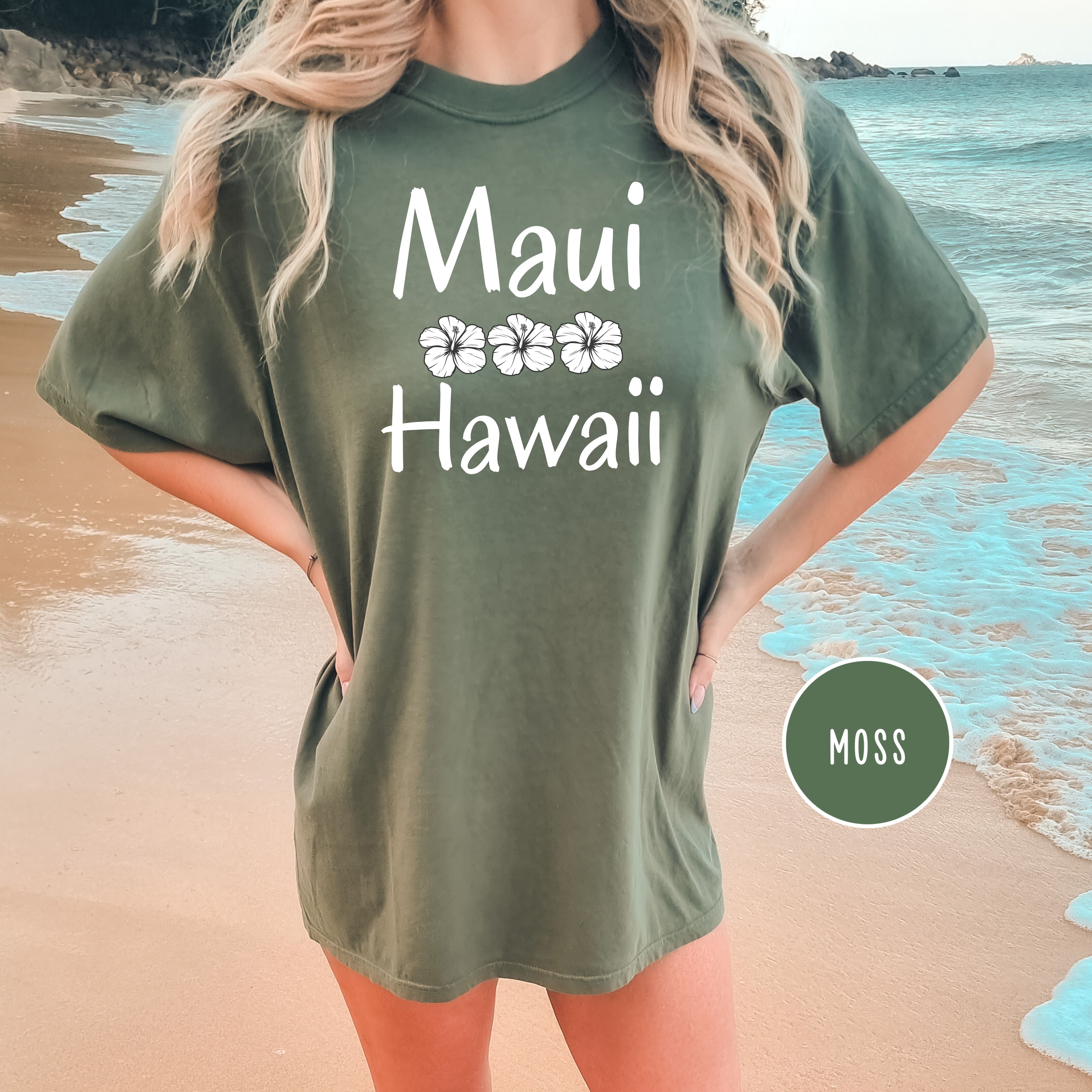 Maui Hawaii Hibiscus Flower Comfort Colors Tee