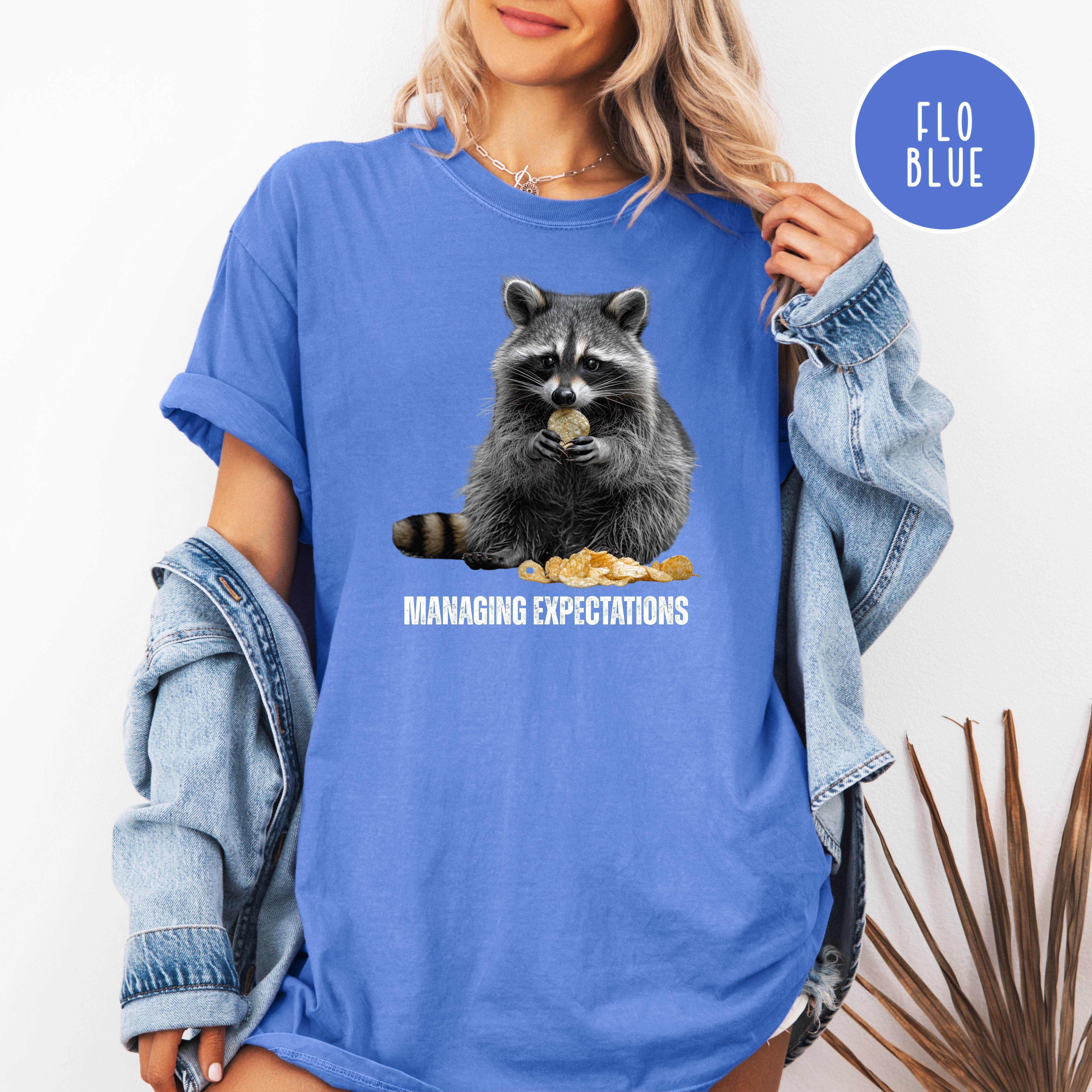 Funny Raccoon Munching Chips Comfort Colors T-Shirt, Animal Meme Shirt, Funny Gift Tee, Raccoon Lover Tee