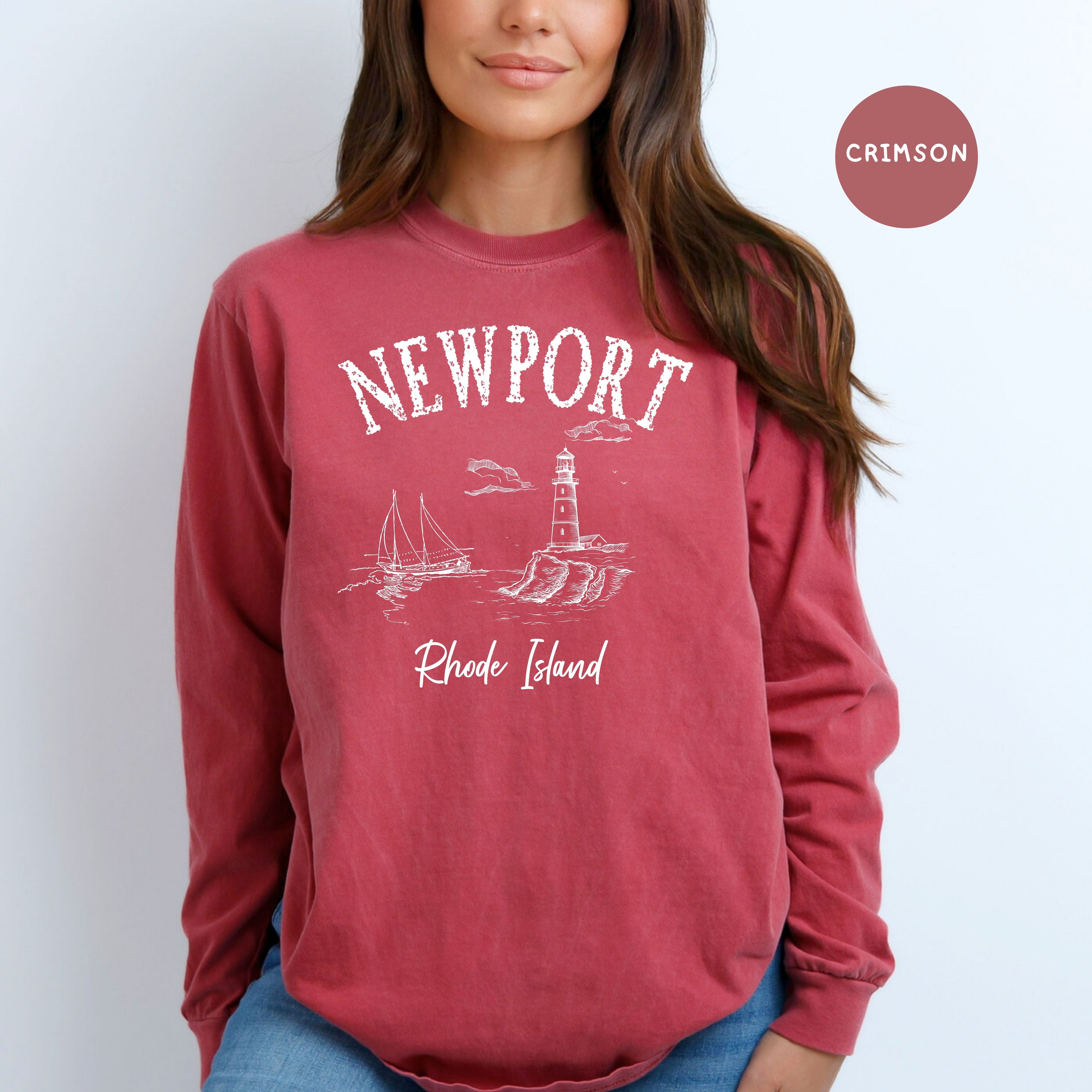 Newport Rhode Island Grunge Style Comfort Colors® Long Sleeve Tee