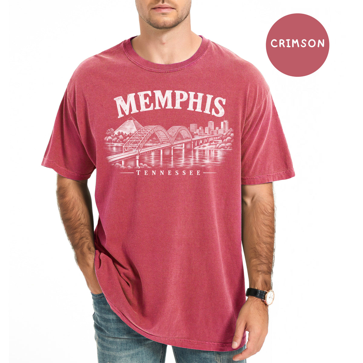 Memphis Tennessee Distressed Style Unisex Comfort Colors T-Shirt, Memphis River Bridge Shirt, Memphis Gift Shirt, Memphis Vacation Tee Shirt