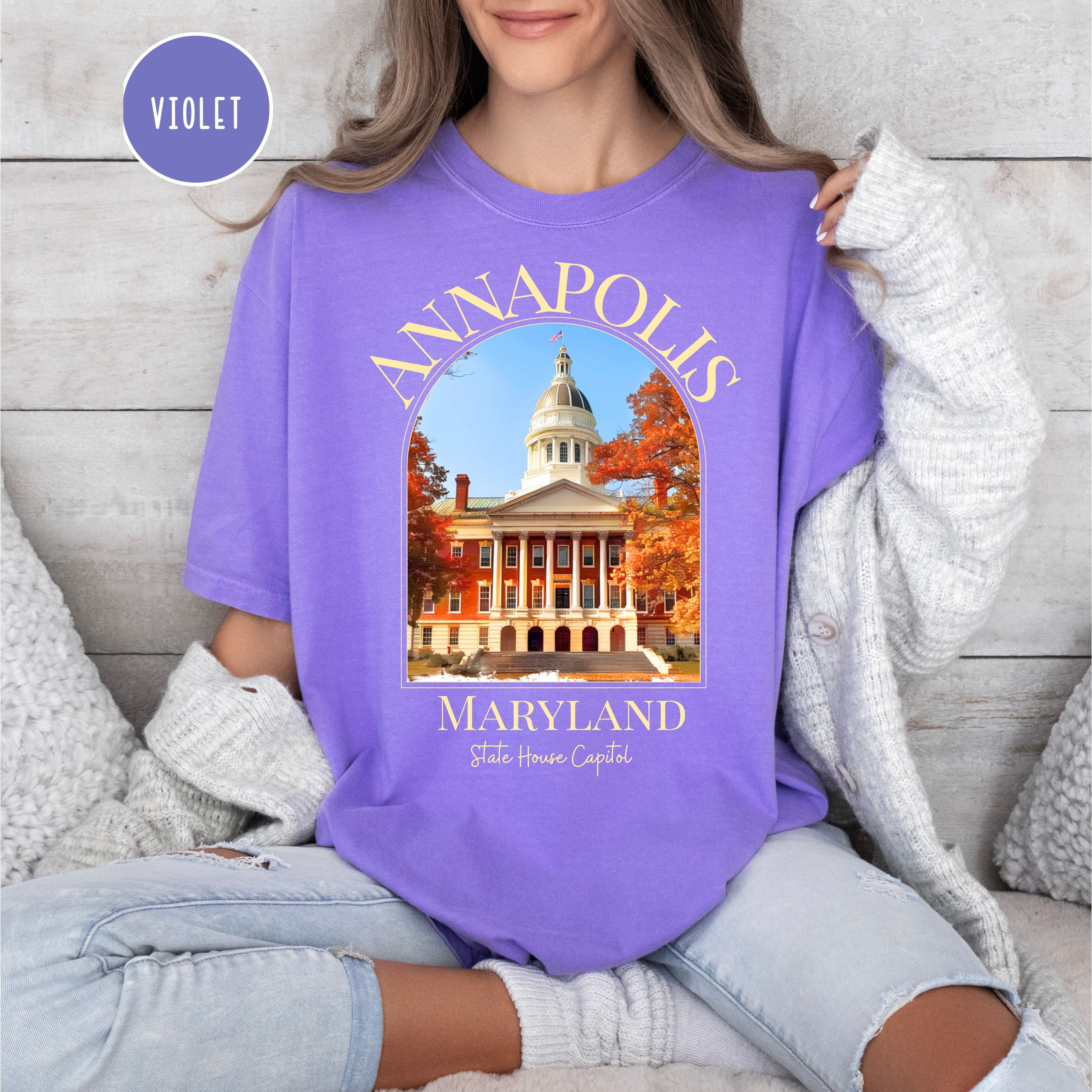 Annapolis Maryland Autumn Comfort Colors Tee