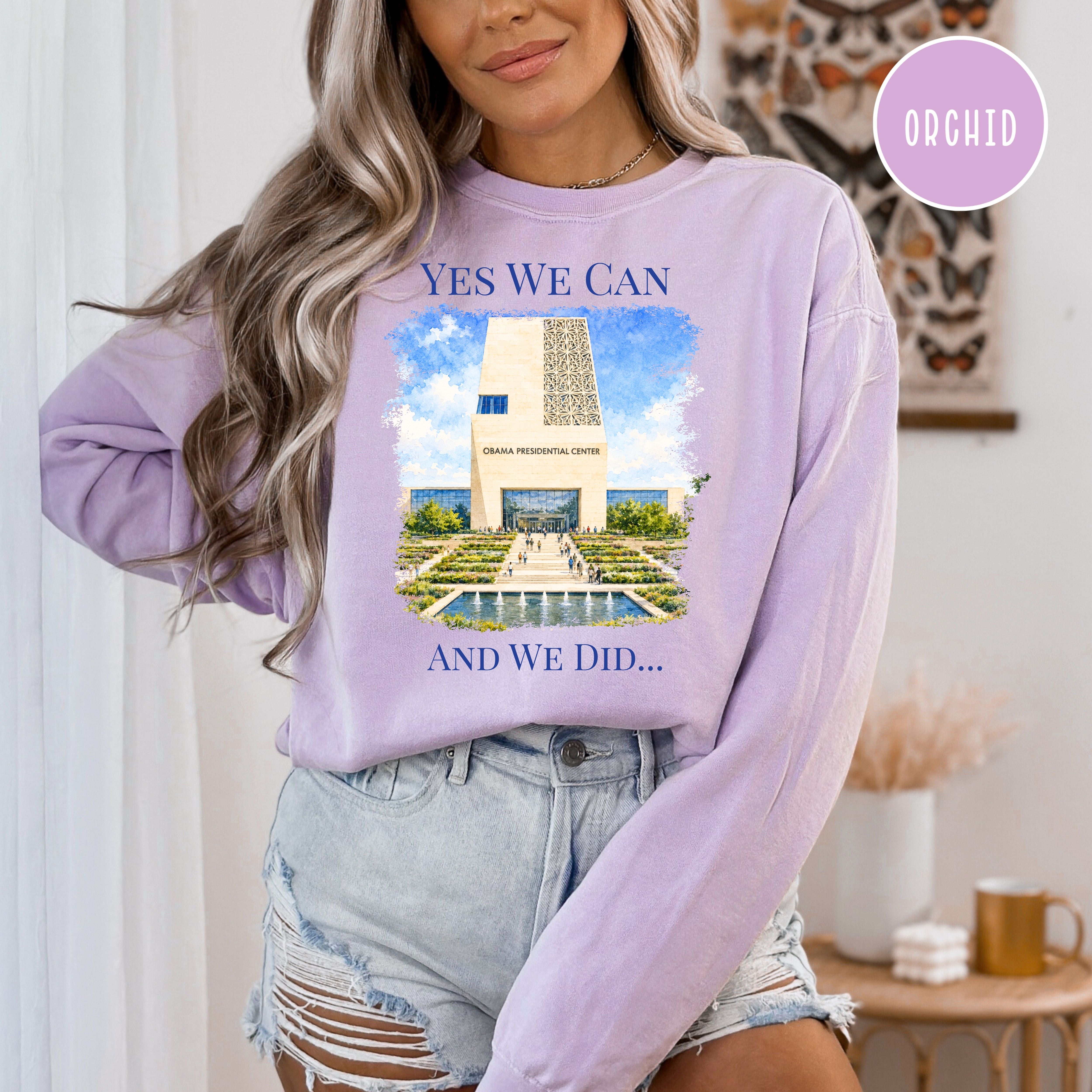 Obama Presidential Center Unisex Comfort Colors Sweatshirt, President Obama Gift Shirt, Obama Memorabilia, Yes We Can Shirt, Political Gift