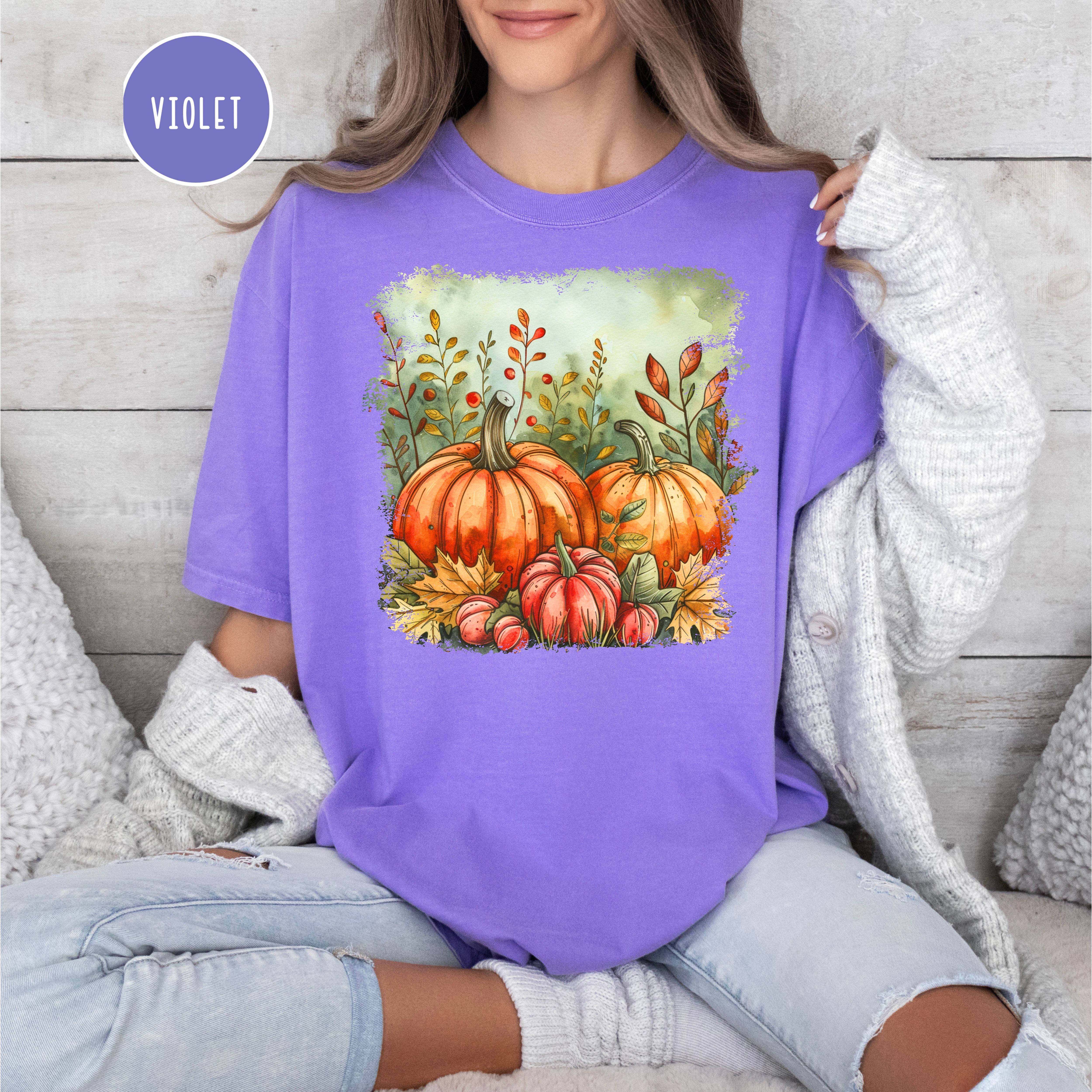 Thanksgiving Season Pumpkins Fall Colors Comfort Colors Tee