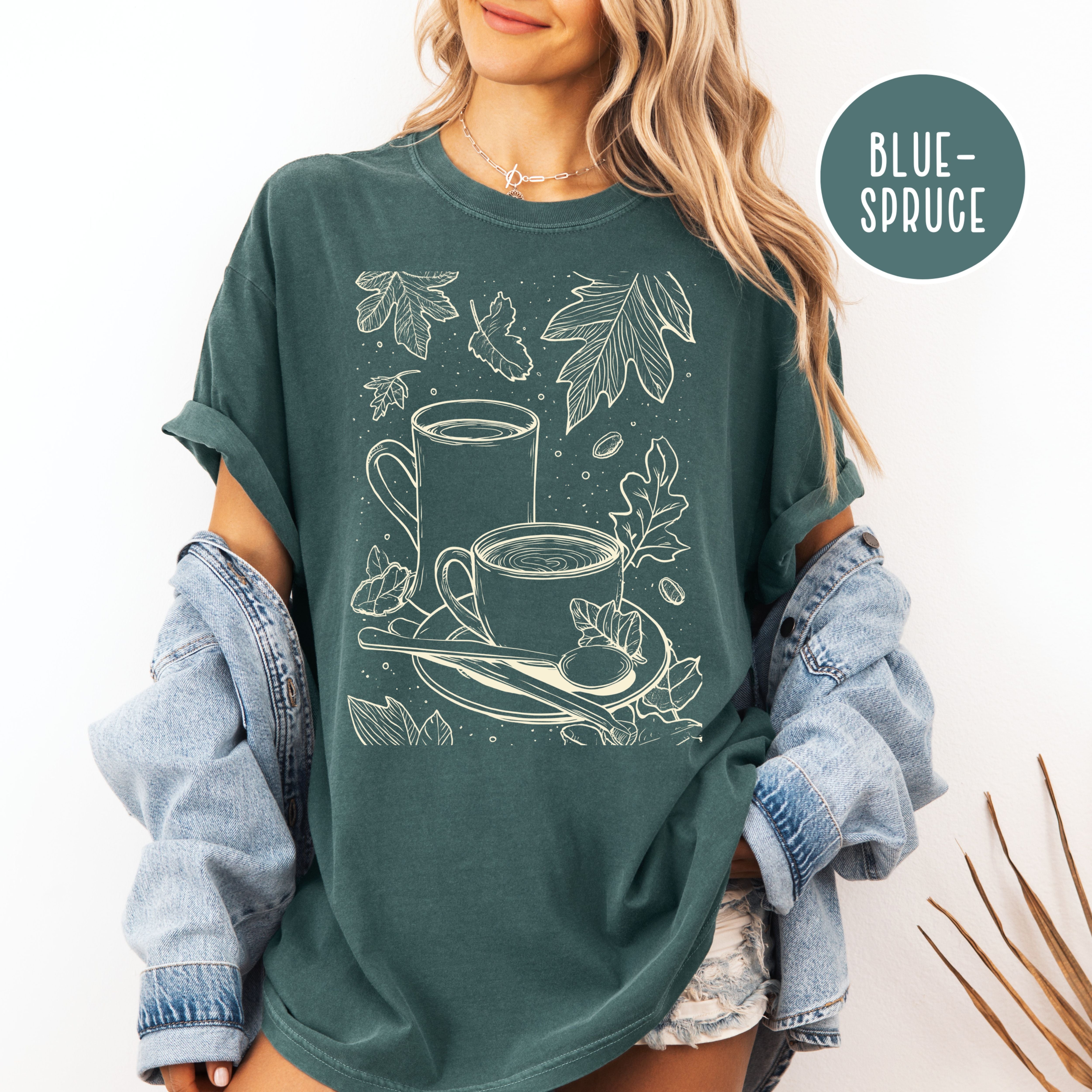 Coffee and Maple Leaves Boho Style Comfort Colors Fall Shirt
