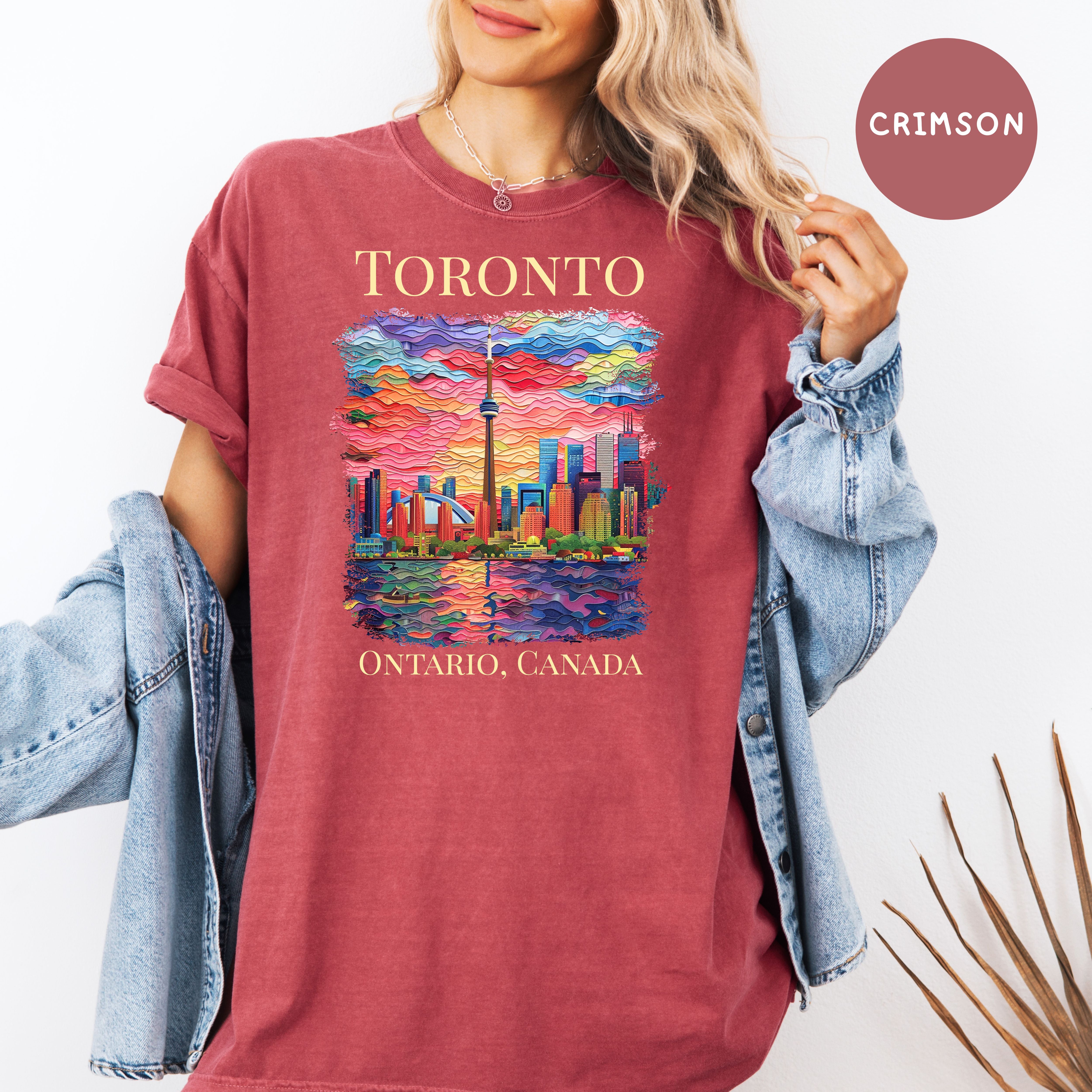 Toronto Ontario Canada Skyline Comfort Colors Gift Tee Shirt, Toronto Faux Texture Shirt