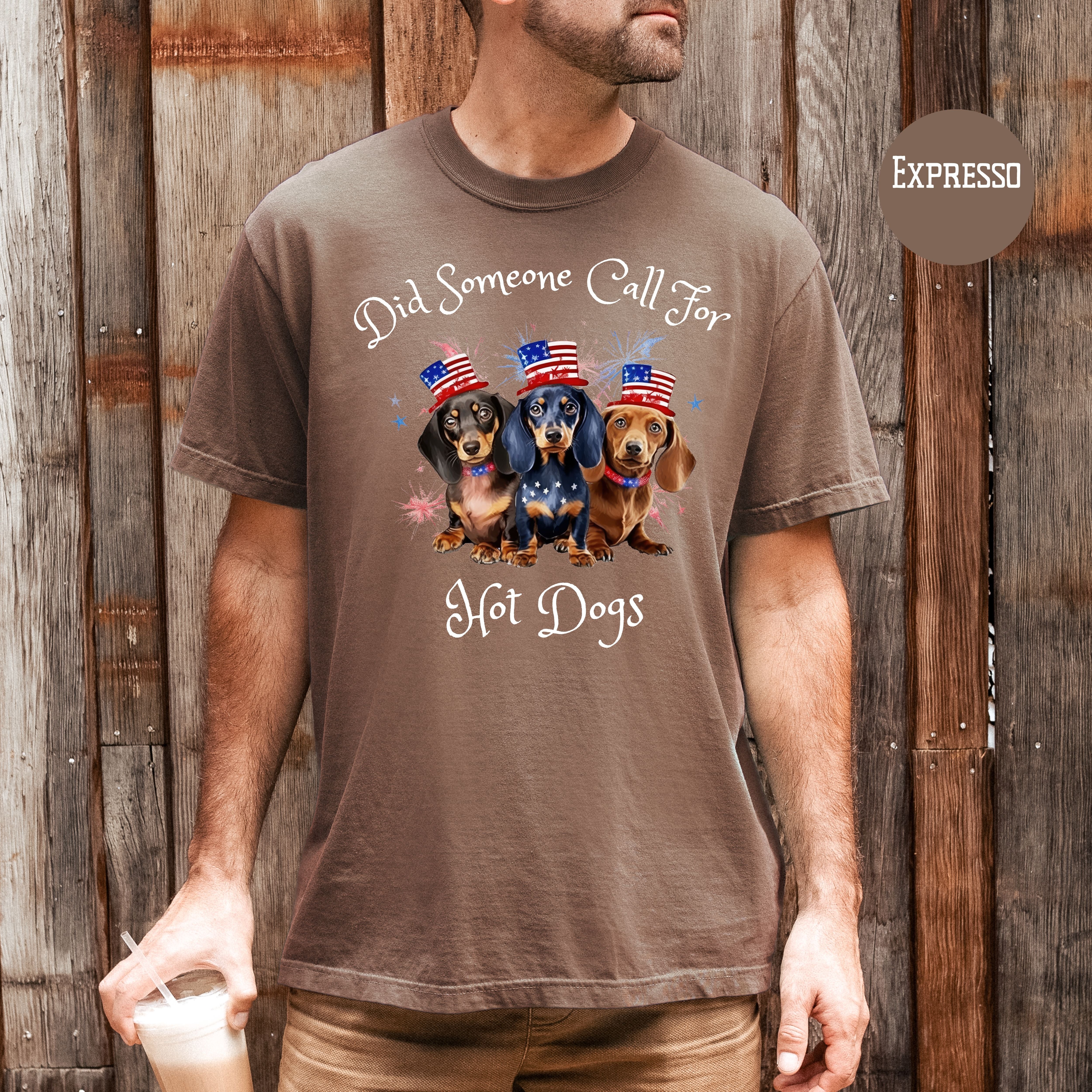 Funny 4th of July Unisex Comfort Colors Gift for Dachshund Lover Tee