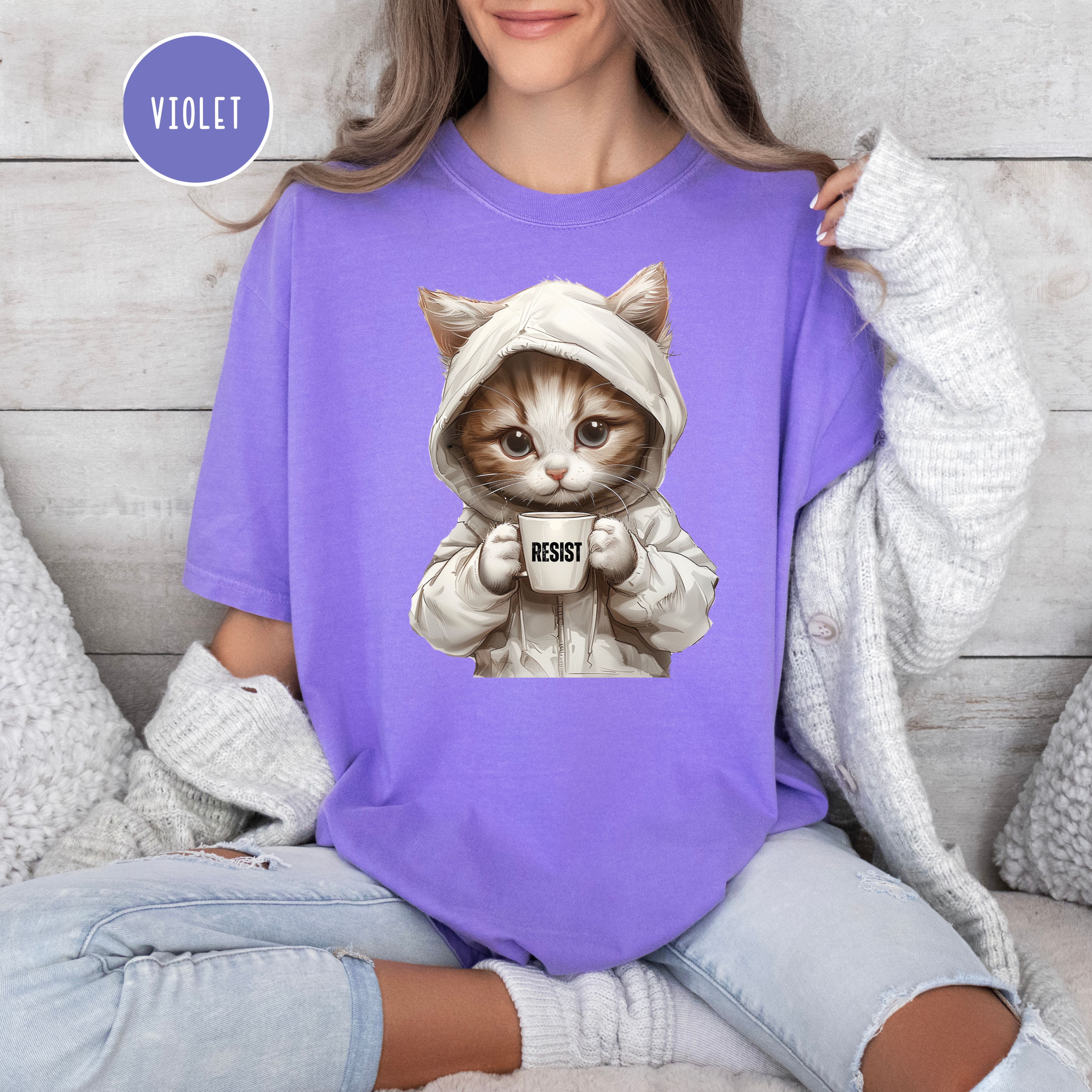 Anti-Trump cute Cat RESIST Protest Shirt, Resist Comfort Colors Political Democrat Gift Tee