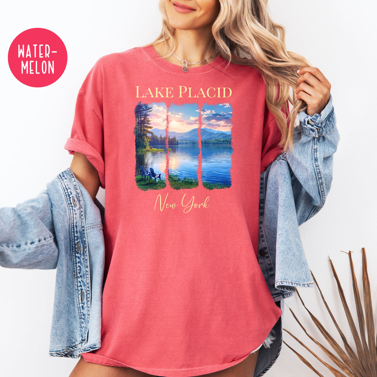 Lake Placid Sunset Over Mountains Comfort Colors Tee Shirt