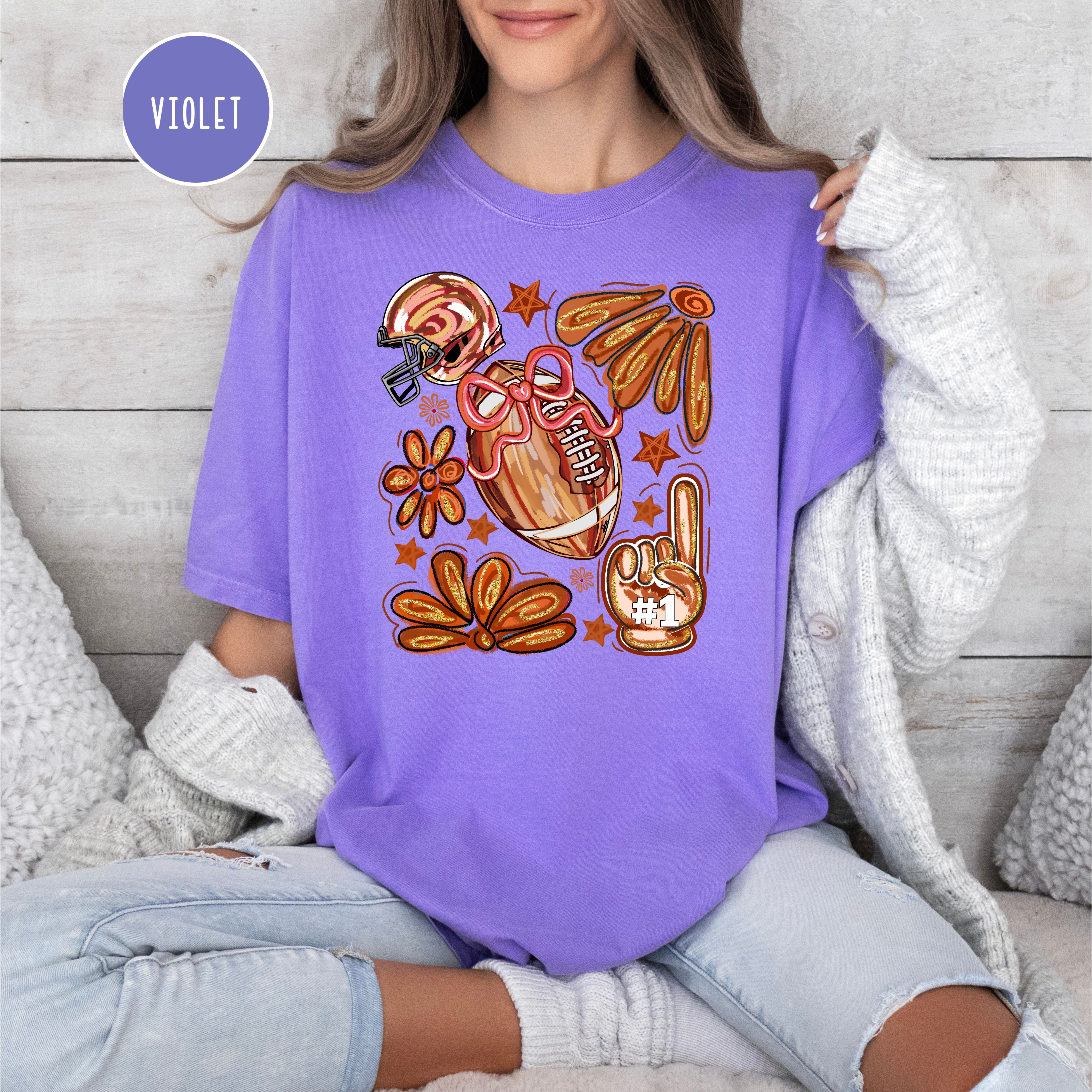 Football Party Comfort Colors Football Game Day Shirt