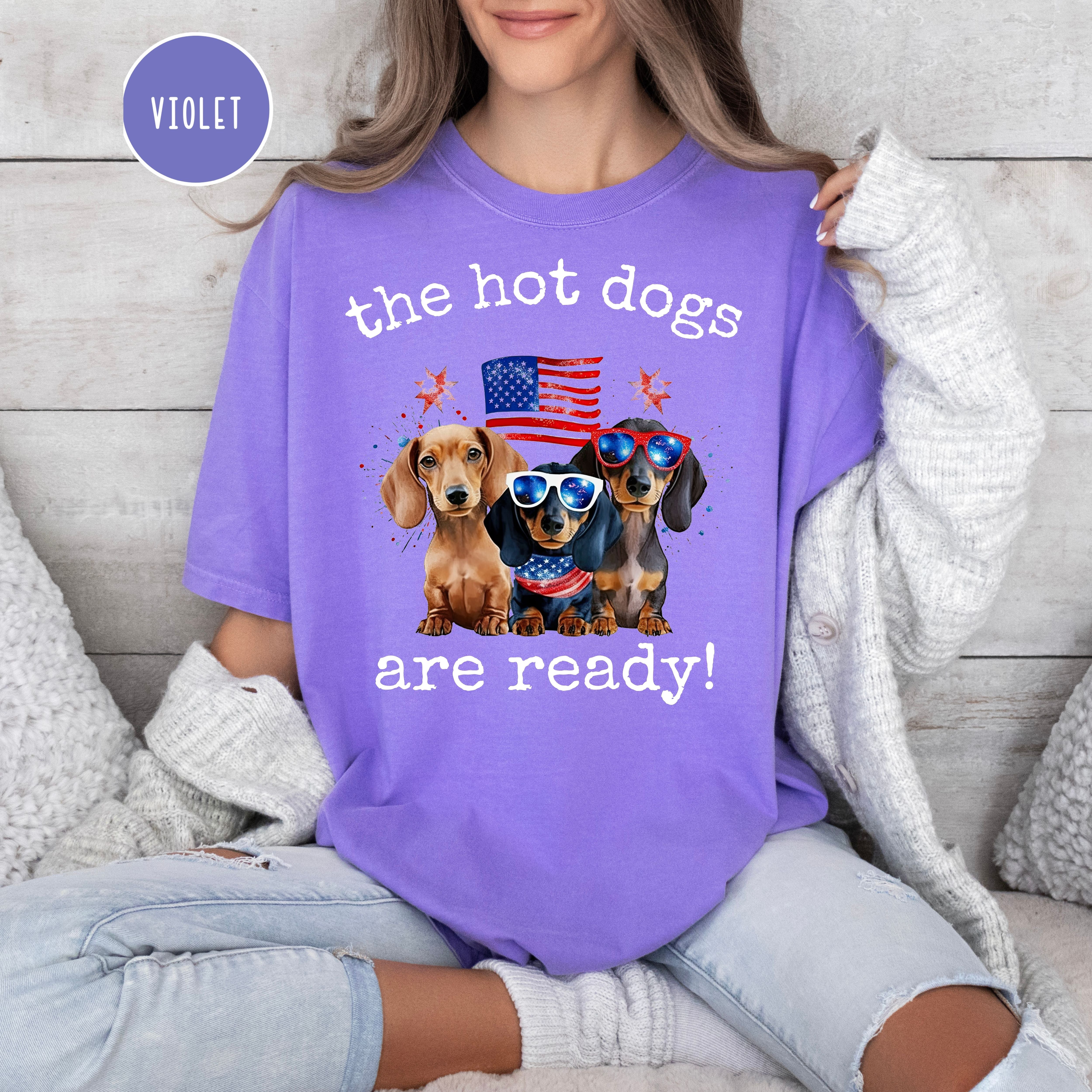 Funny 4th of July Wiener Dog Lover Comfort Colors Tee