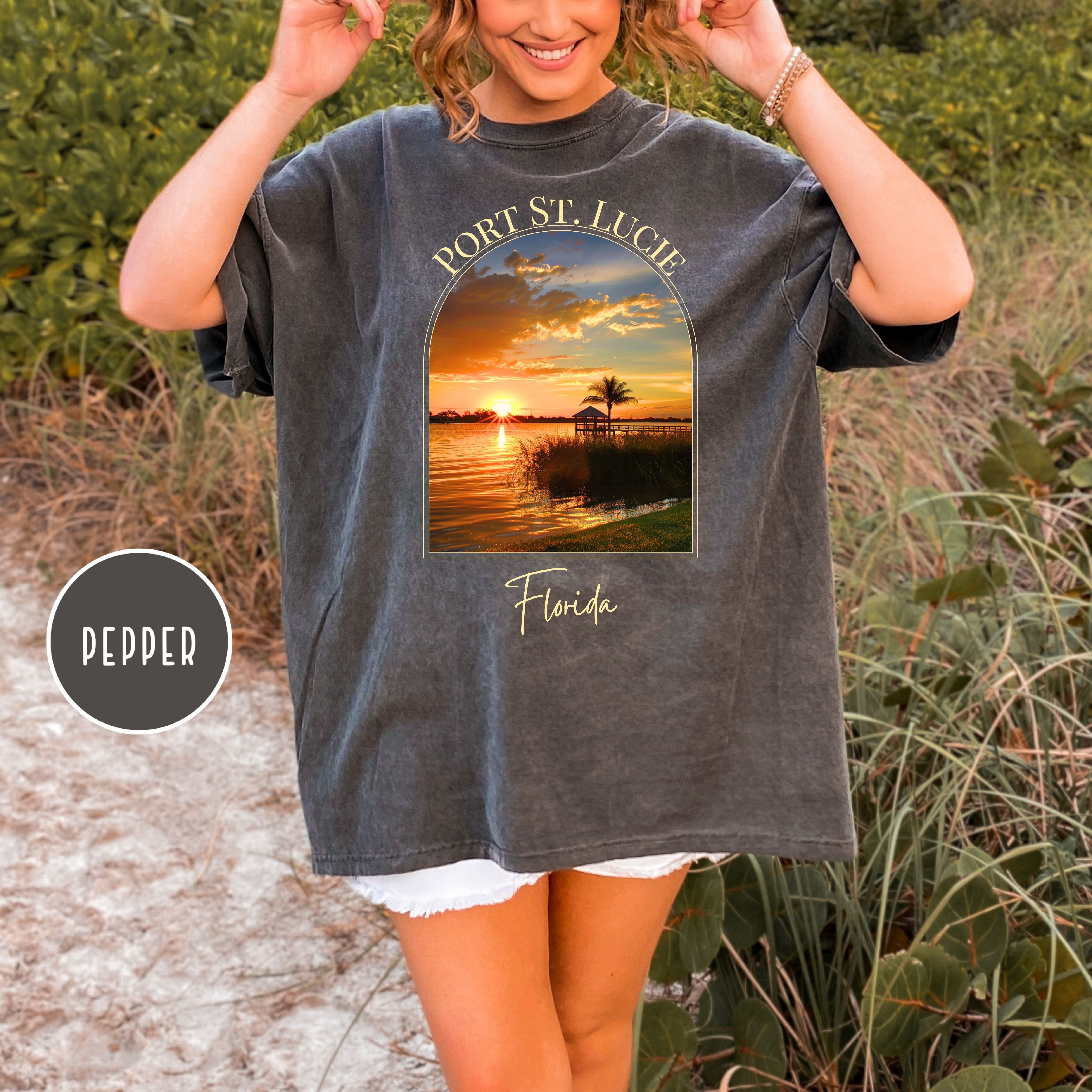 Port St Lucie Florida Sunset Comfort Colors Vacation Gift Shirt
