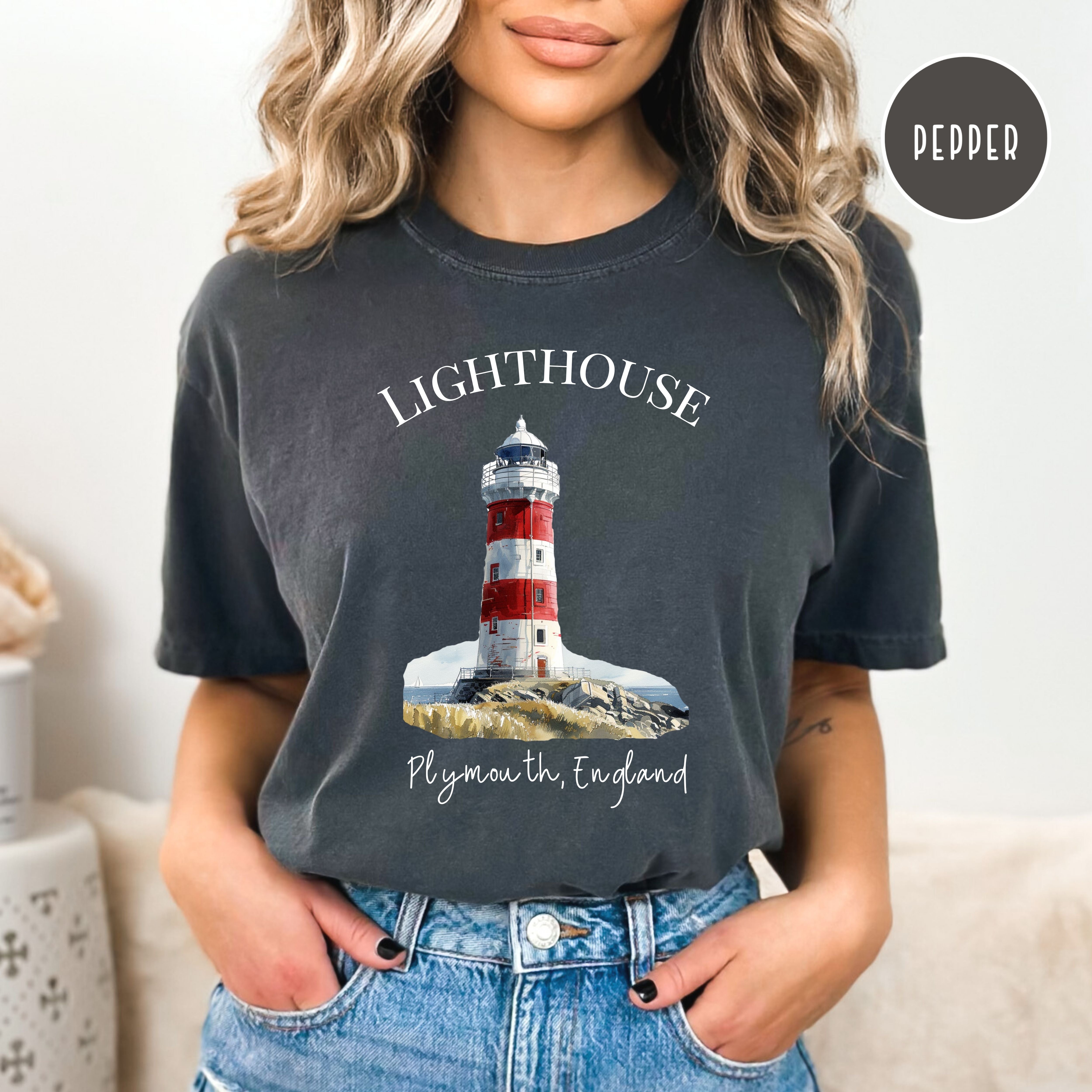 Plymouth England Lighthouse Comfort Colors® Tee