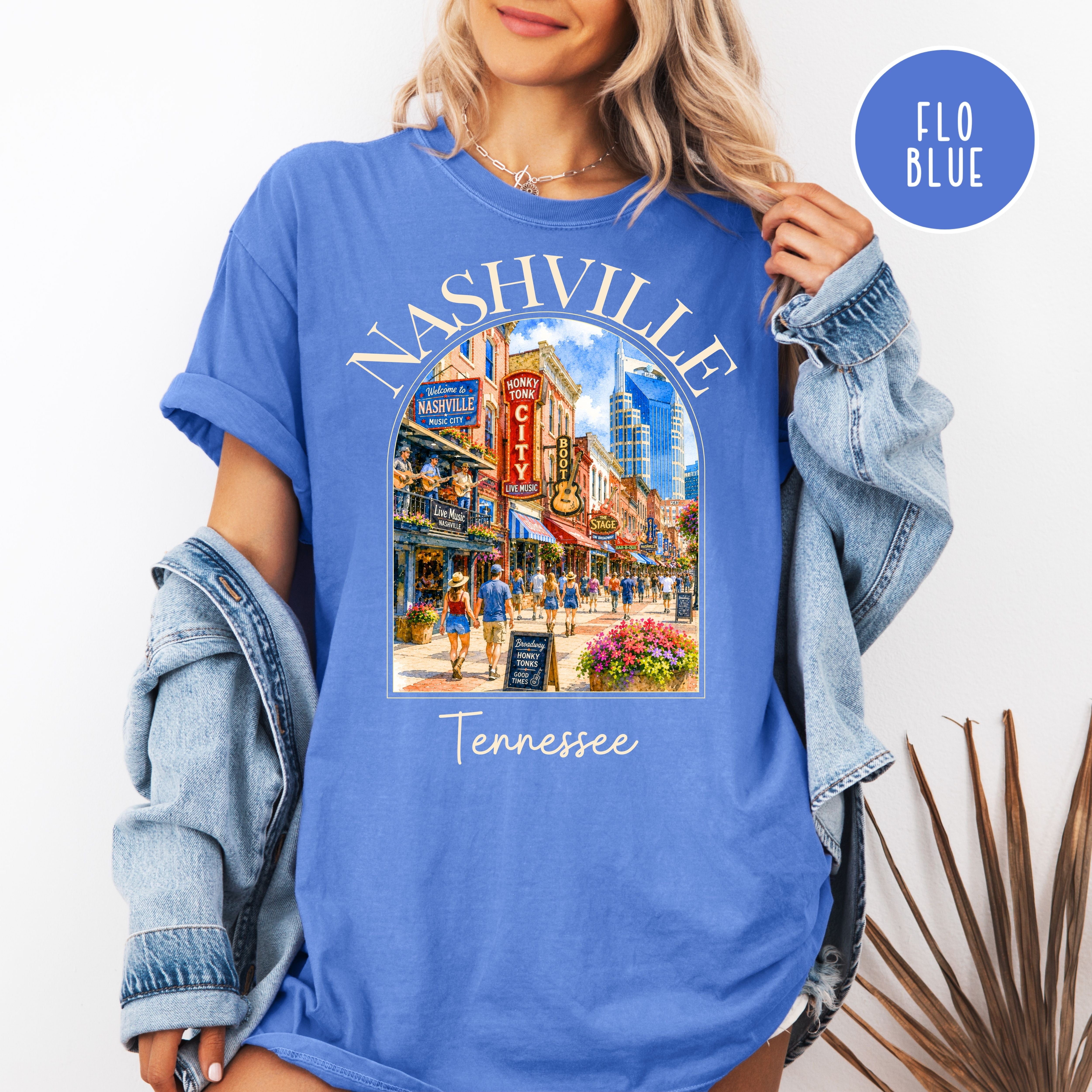 Nashville Tennessee Music Lover Unisex Comfort Colors Travel T-Shirt, Nashville Lover Gift Shirt, Tennessee Gift Shirt, Nashvillian Gift Tee