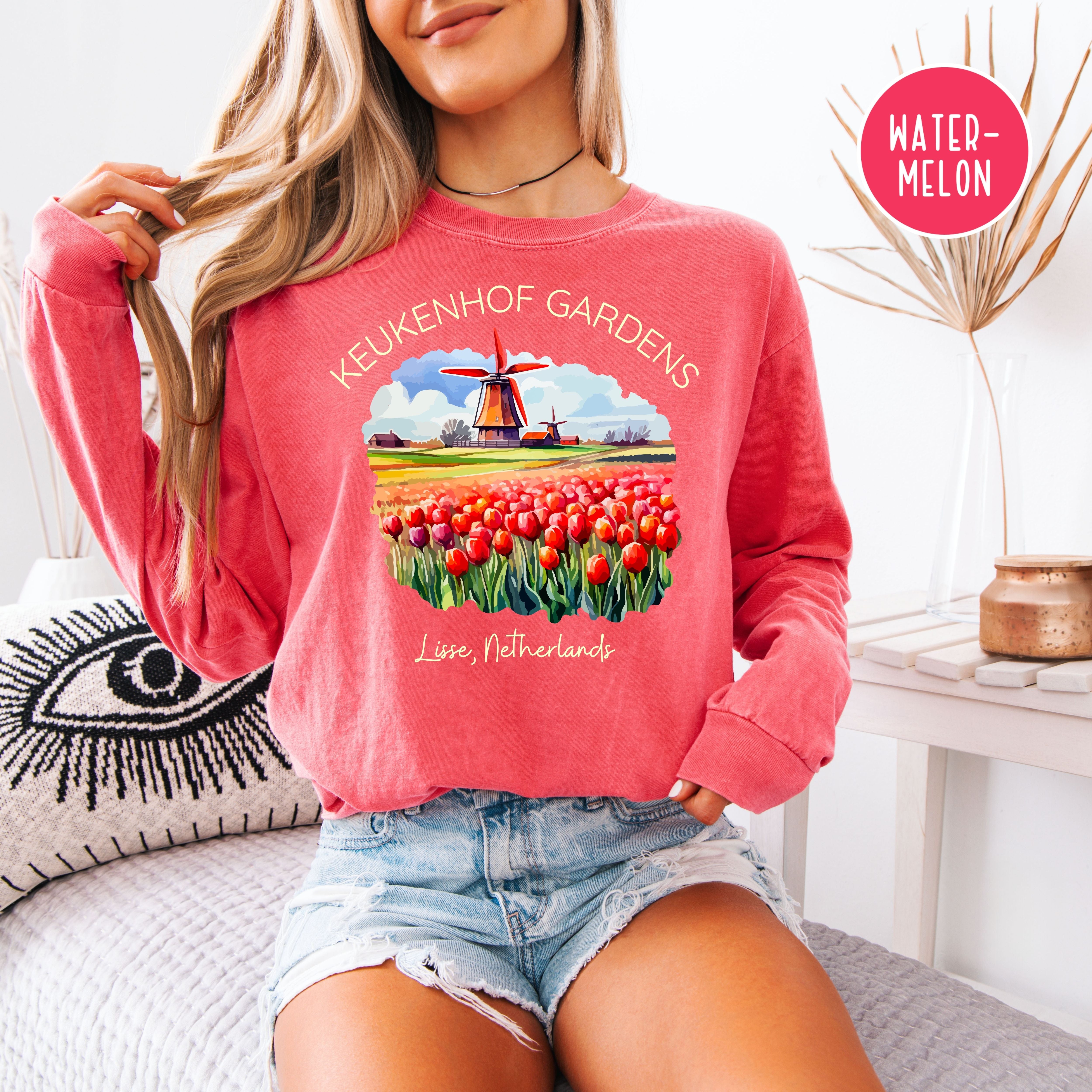 Lisse Netherlands Comfort Colors Long Sleeve Tee Shirt Gift, Gardens of Netherlands, Keukenhof Gardens, Lisse Netherlands Vacation Gift