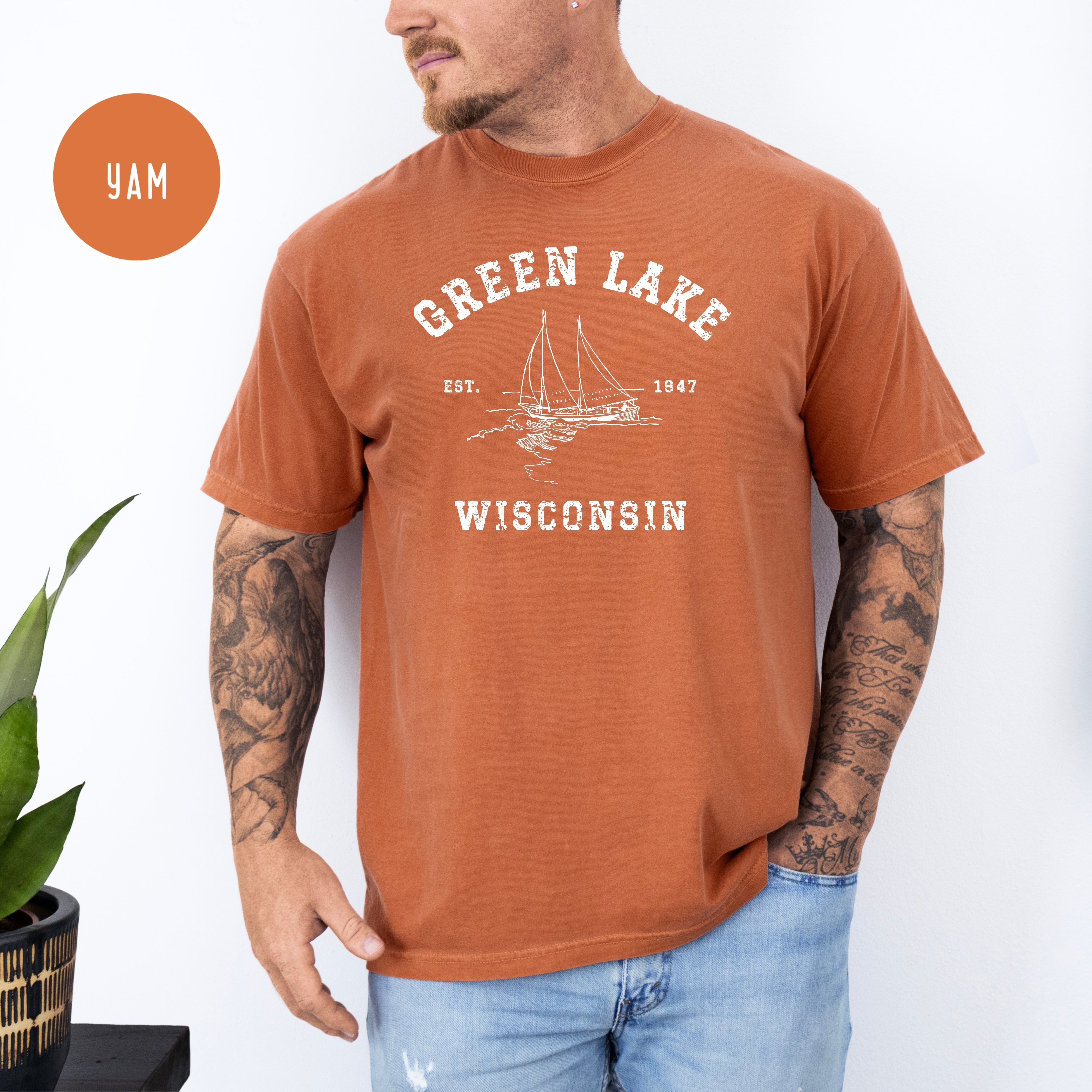 Green Lake Wisconsin Unisex Comfort Colors Camping T-Shirt, Green Lake Wisconsin Vacation Gift Shirt, Green Lake Tee, Wisconsin Tee Shirt