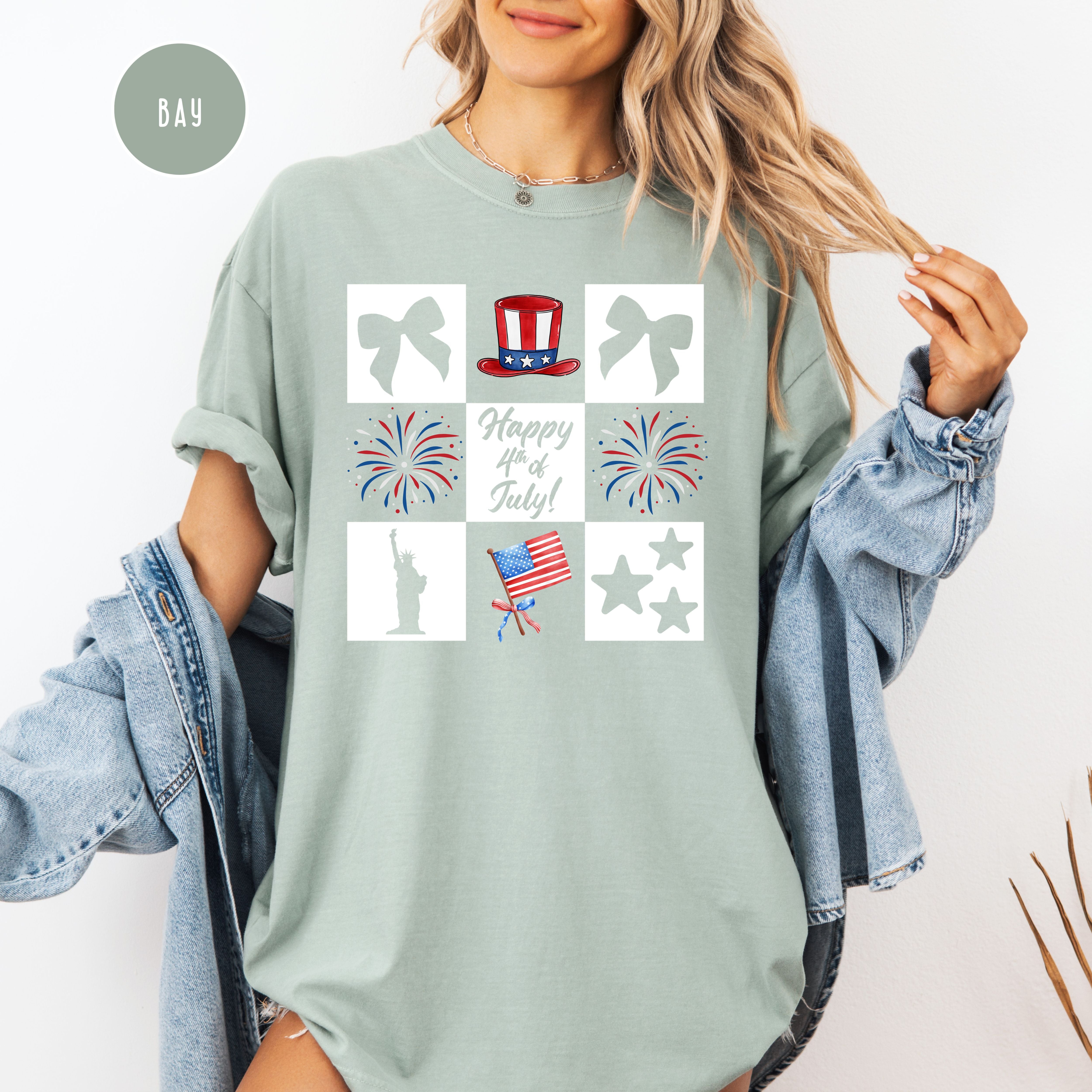 4th of July BBQ Checkerboard Shirt, Fourth of July Comfort Colors Tee