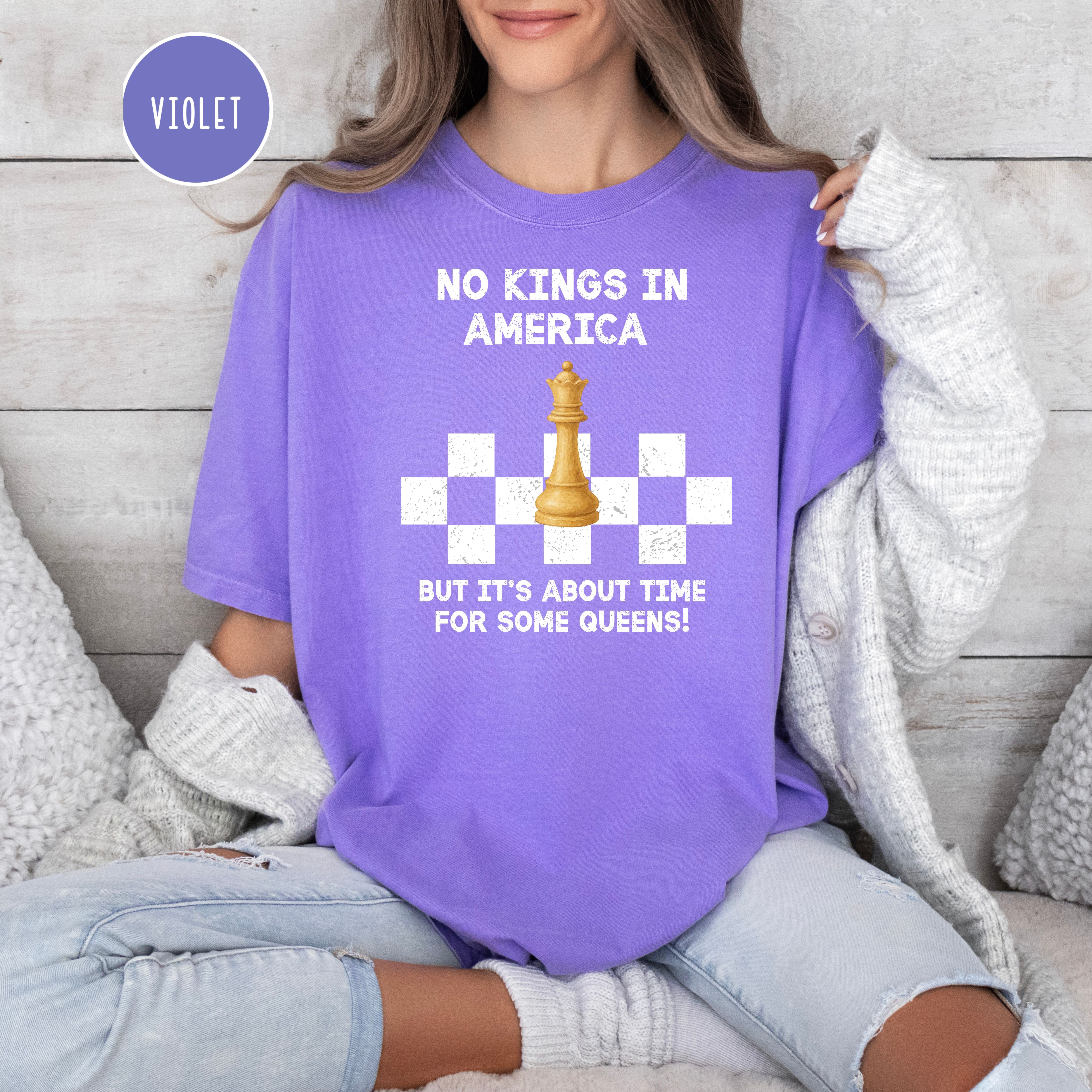 Chess Lover No Kings in America Anti-Trump Protest Comfort Colors Tee