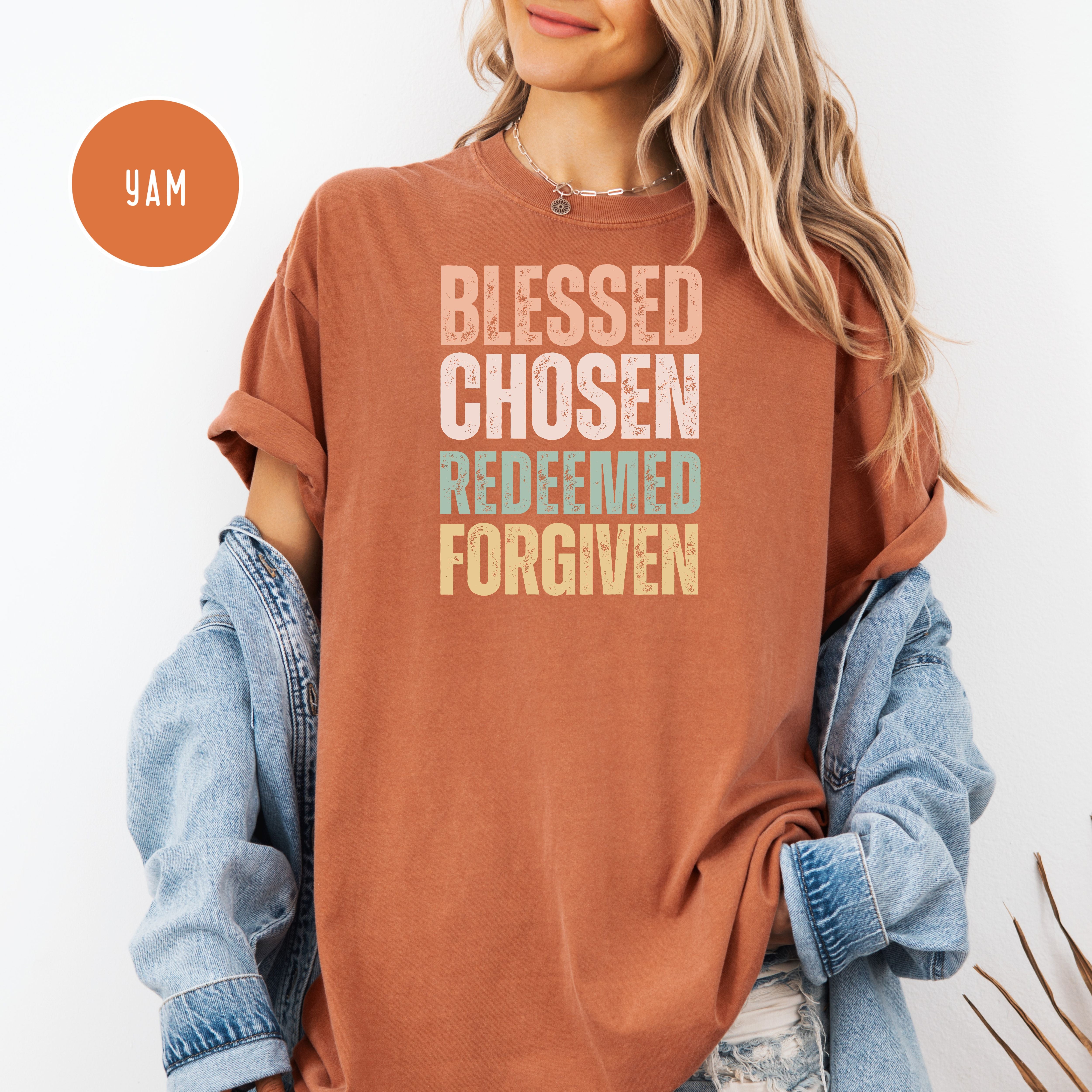 Blessed, Chosen, Forgiven Christian Comfort Colors T-Shirt