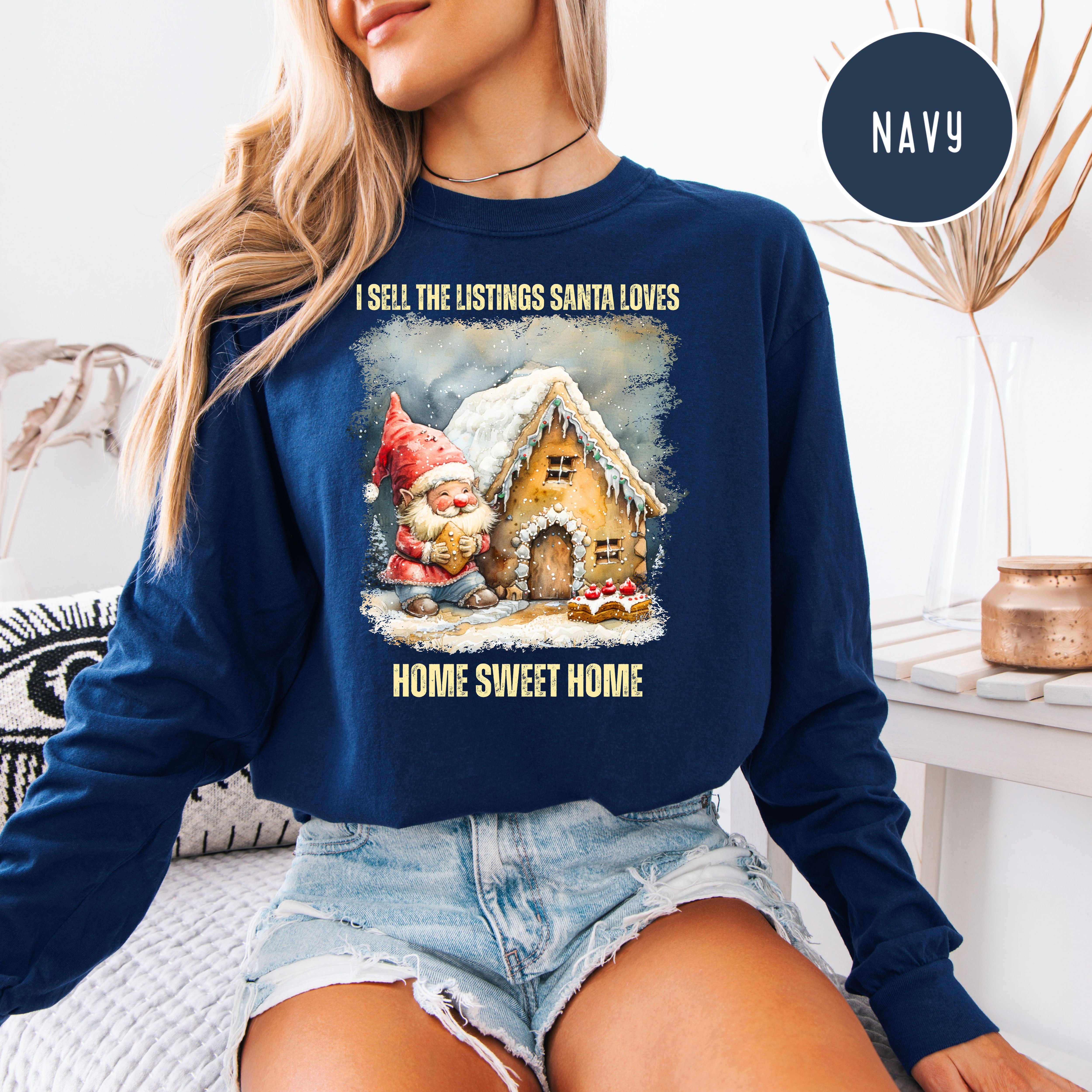 Real Estate Agent Christmas Comfort Colors Unisex Long Sleeve Tee
