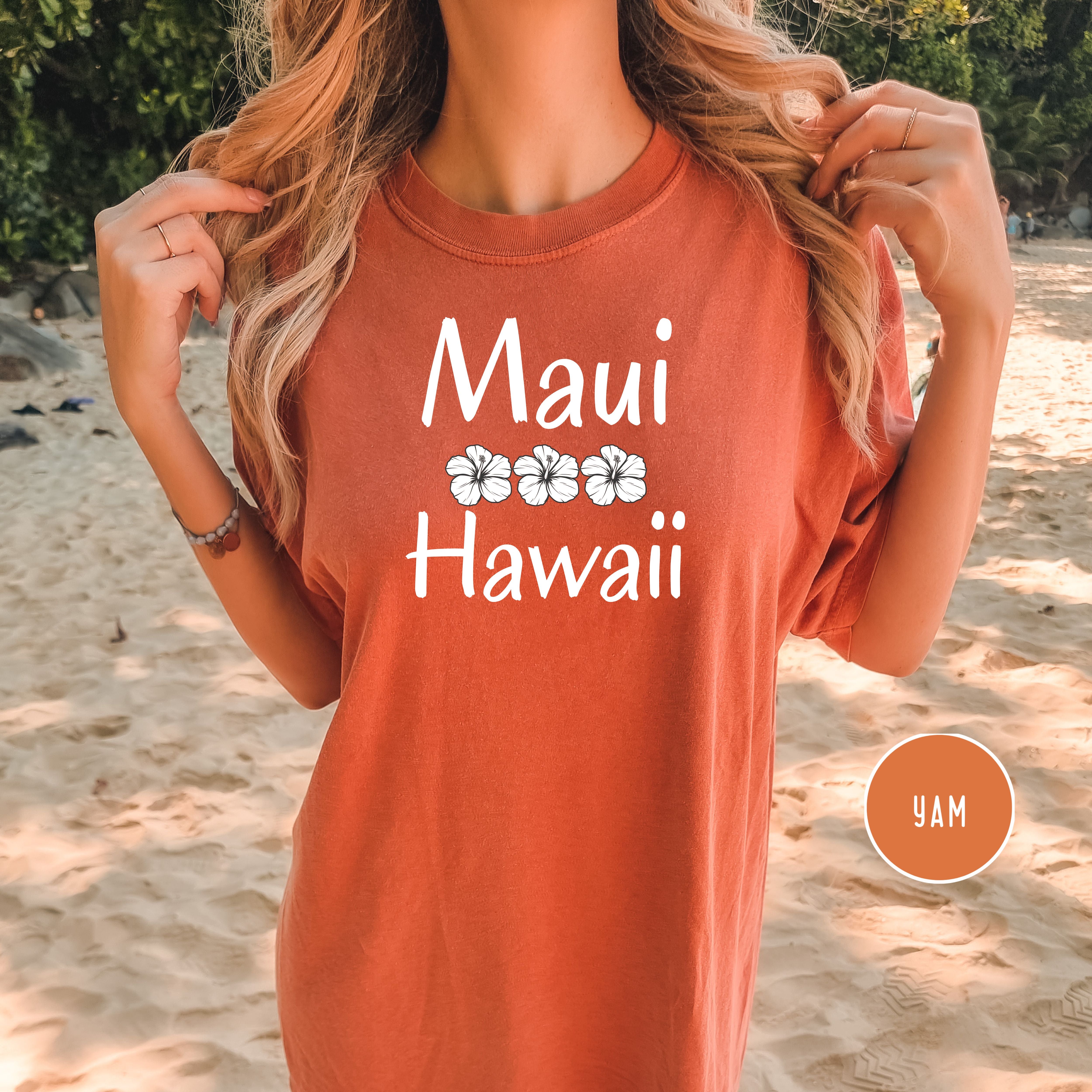 Maui Hawaii Hibiscus Flower Comfort Colors Tee