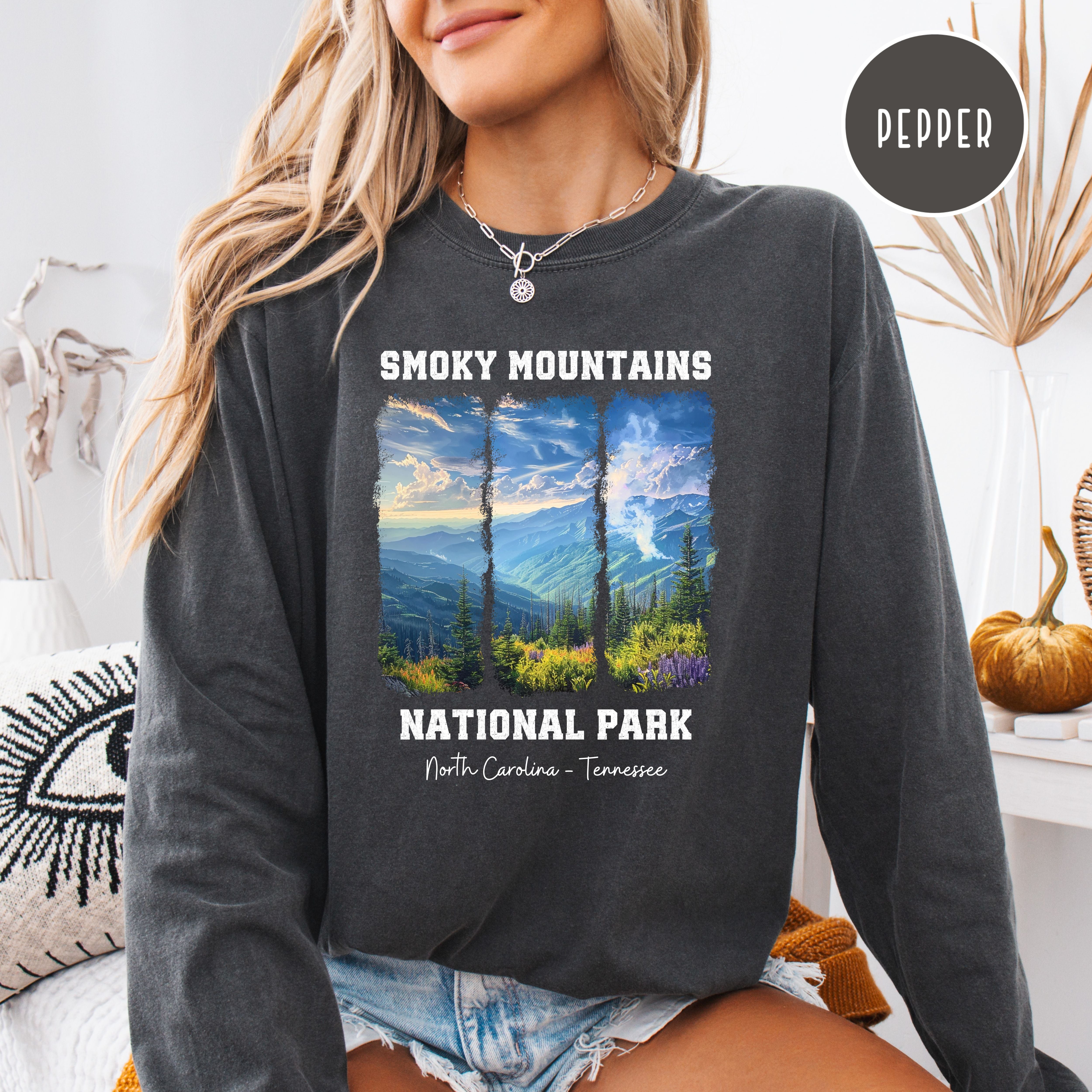 Smoky Mountains National Park Comfort Colors Long Sleeve Unisex Tee Shirt