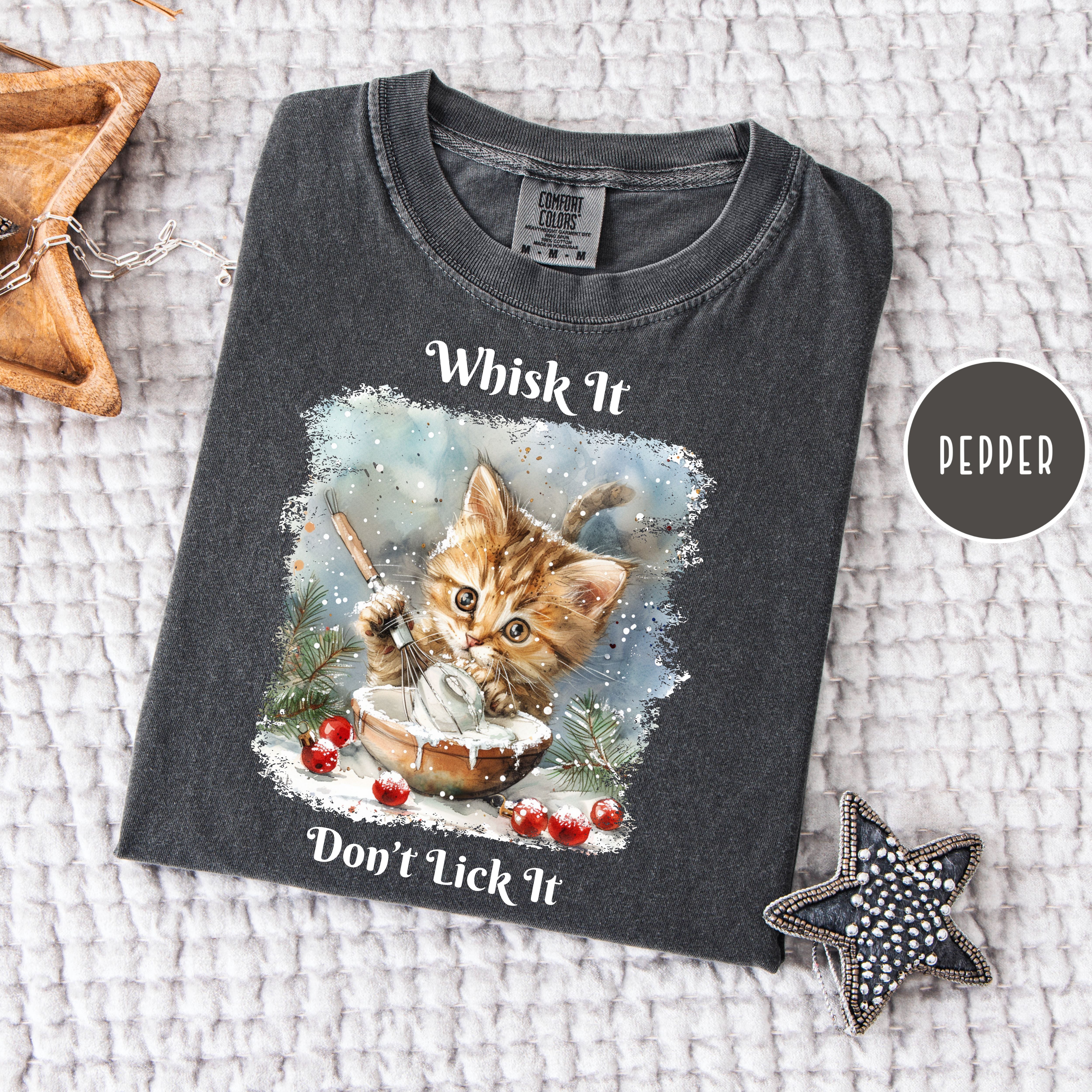 Christmas Season Cat Lover Comfort Colors Tee Shirt