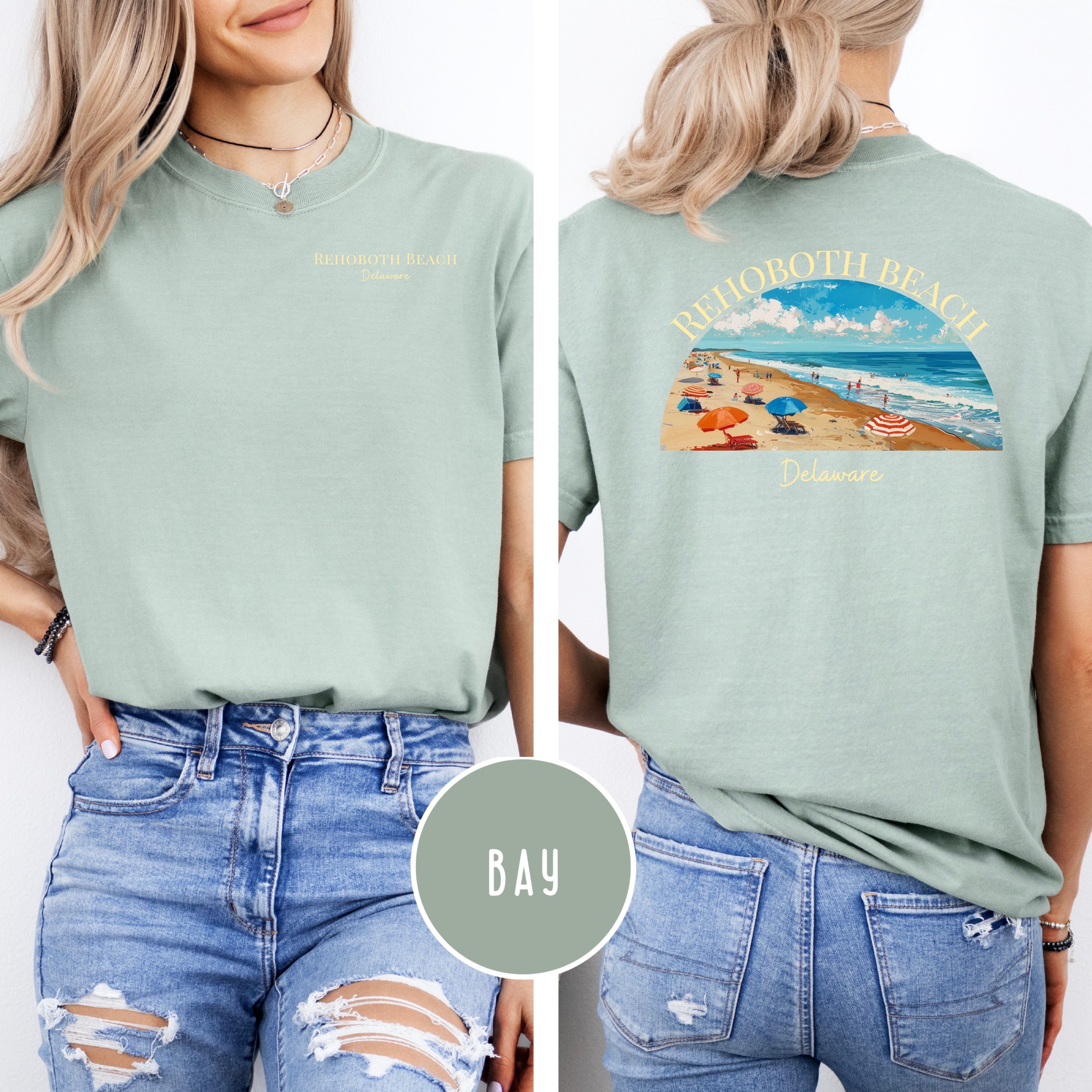 Rehoboth Beach Comfort Colors Vacation Beach Tee Design Front and Back