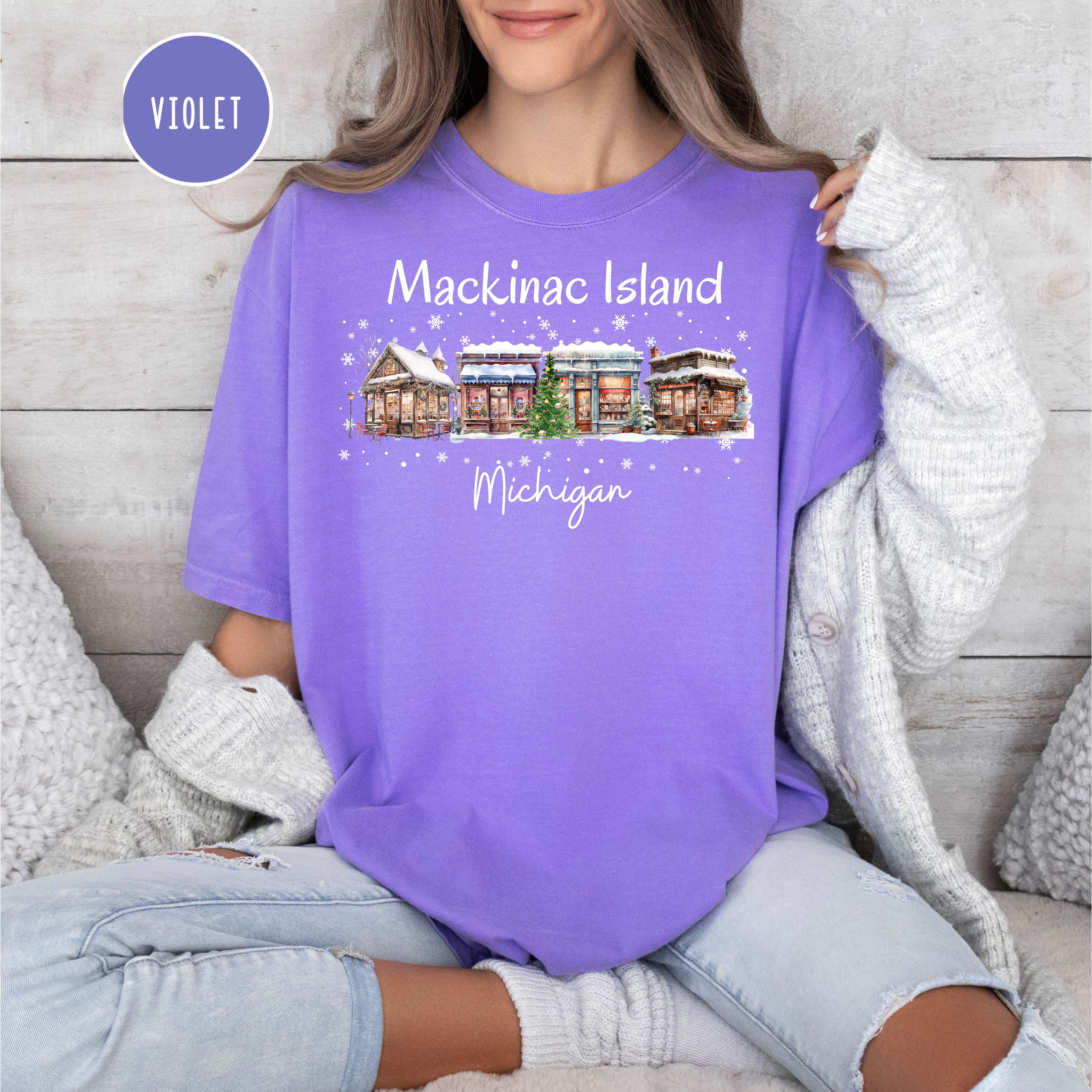 Mackinac Island Michigan Winter Scene Comfort Colors Tee