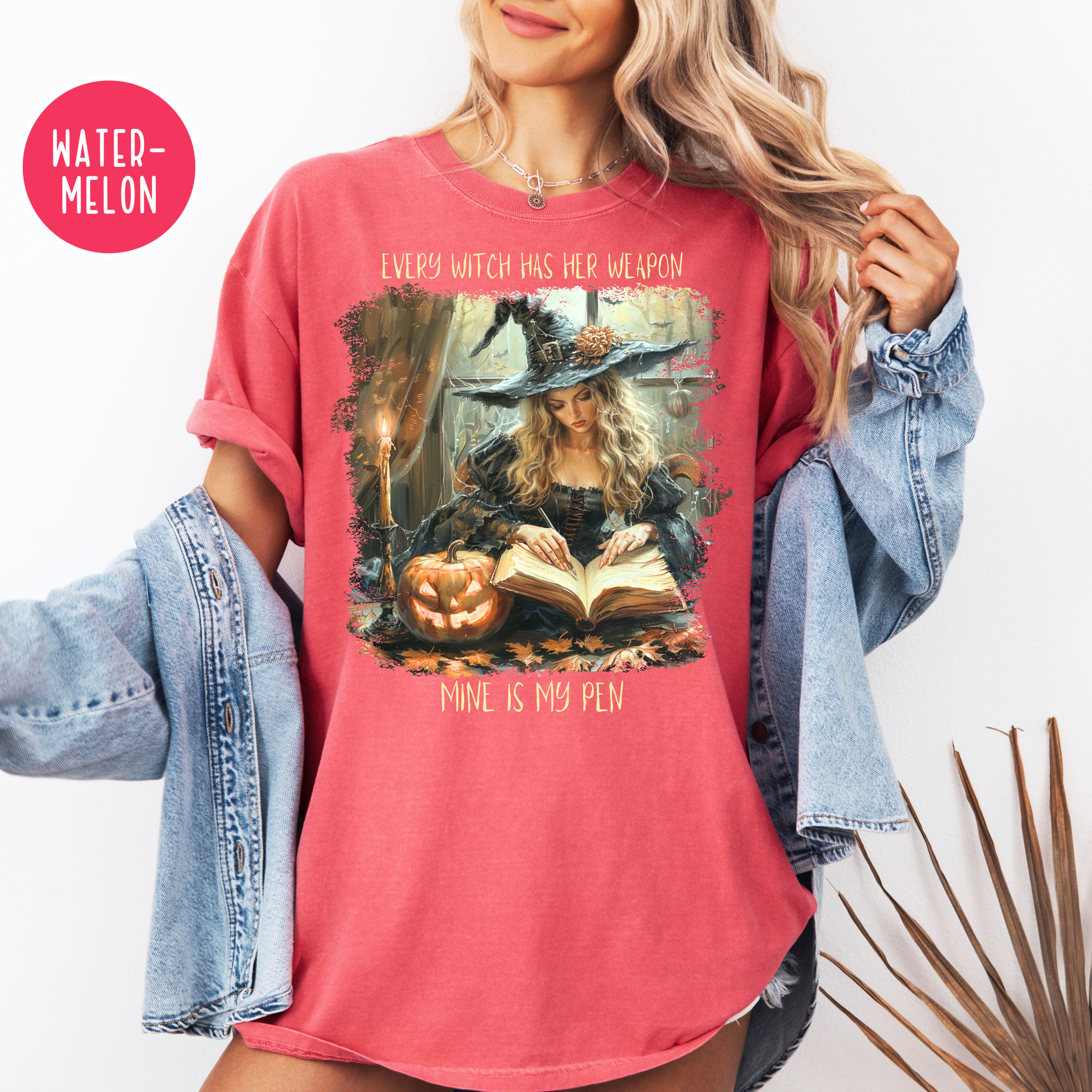 Writer Halloween Shirt, My Weapon is a Pen Author Comfort Colors Tee