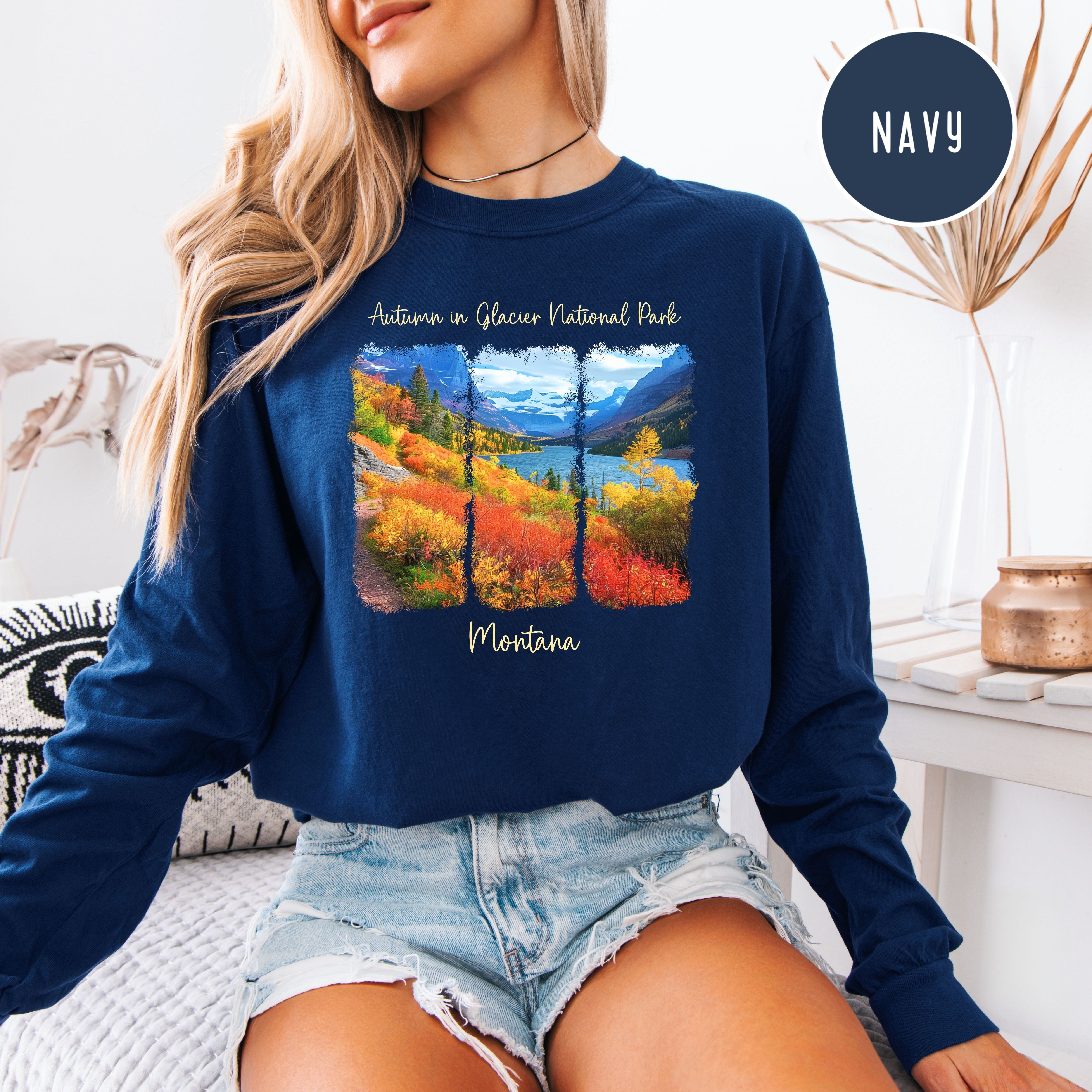 Glacier National Park in Autumn Long Sleeve Comfort Colors Tee
