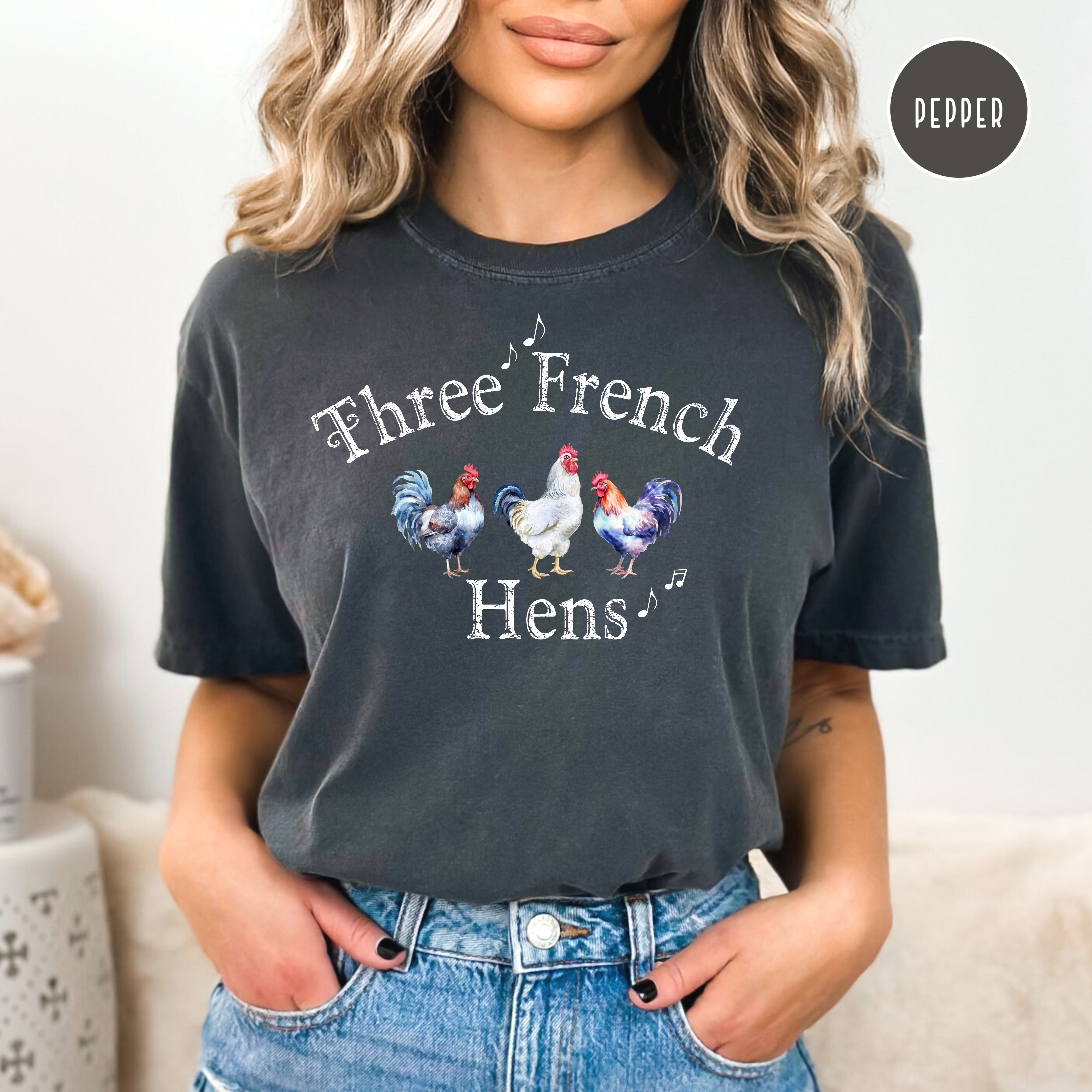 Three French Hens Comfort Colors® Christmas Tee