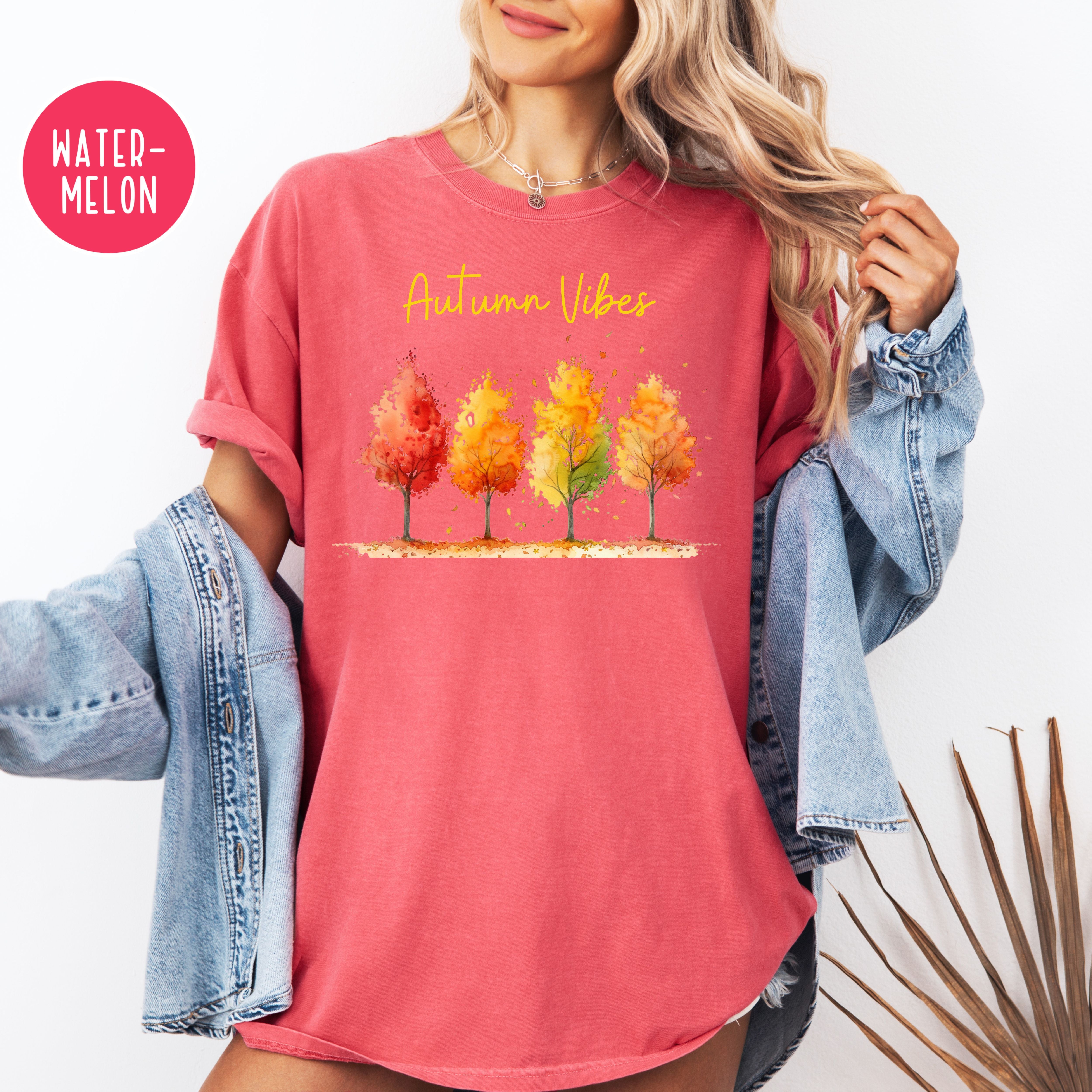 Autumn Vibes Colorful Fall Leaves Comfort Colors Tee, Thanksgiving Season Gift Shirt