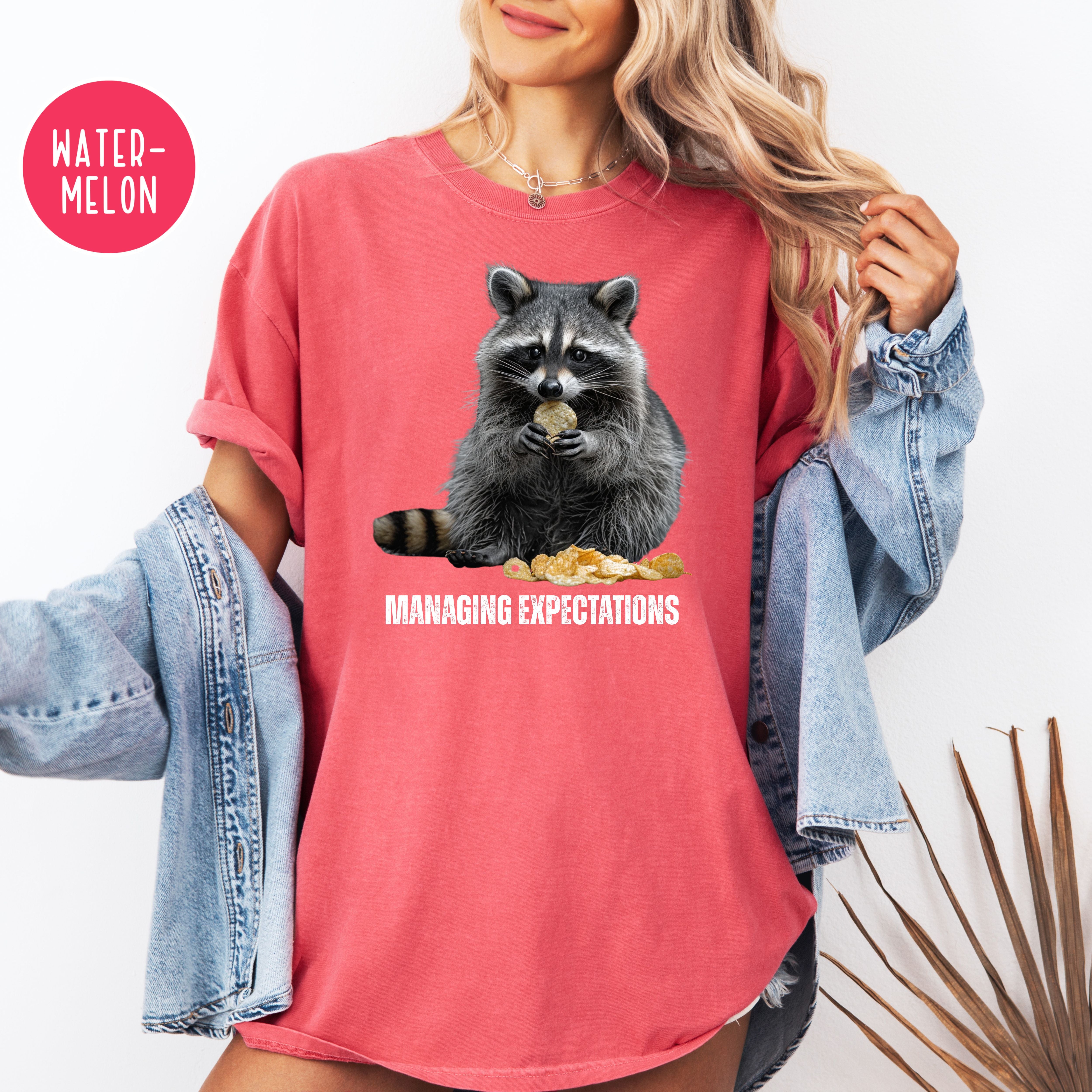 Funny Raccoon Munching Chips Comfort Colors T-Shirt, Animal Meme Shirt, Funny Gift Tee, Raccoon Lover Tee