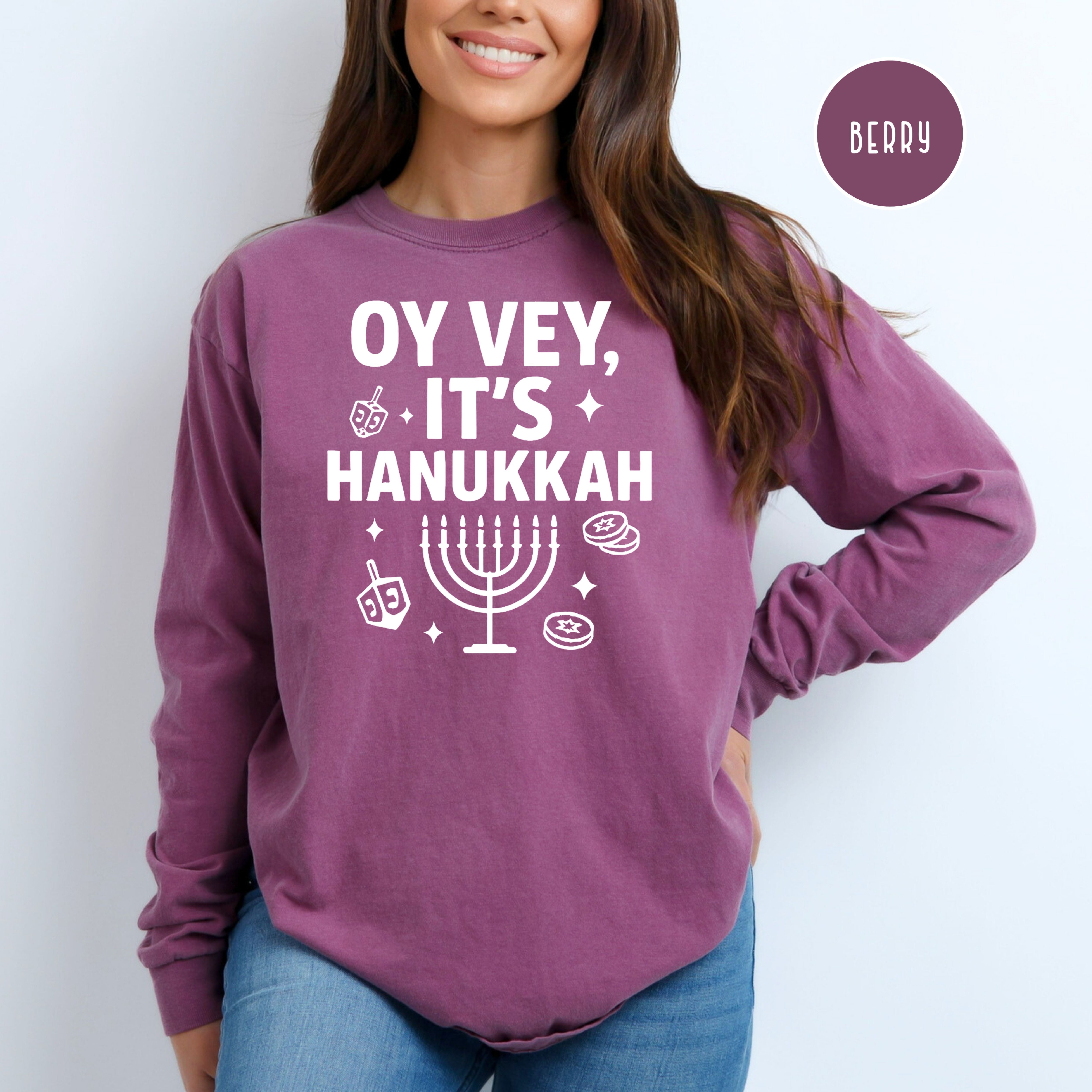 Oy Vey It's Hanukkah Comfort Colors Unisex Long Sleeve Tee
