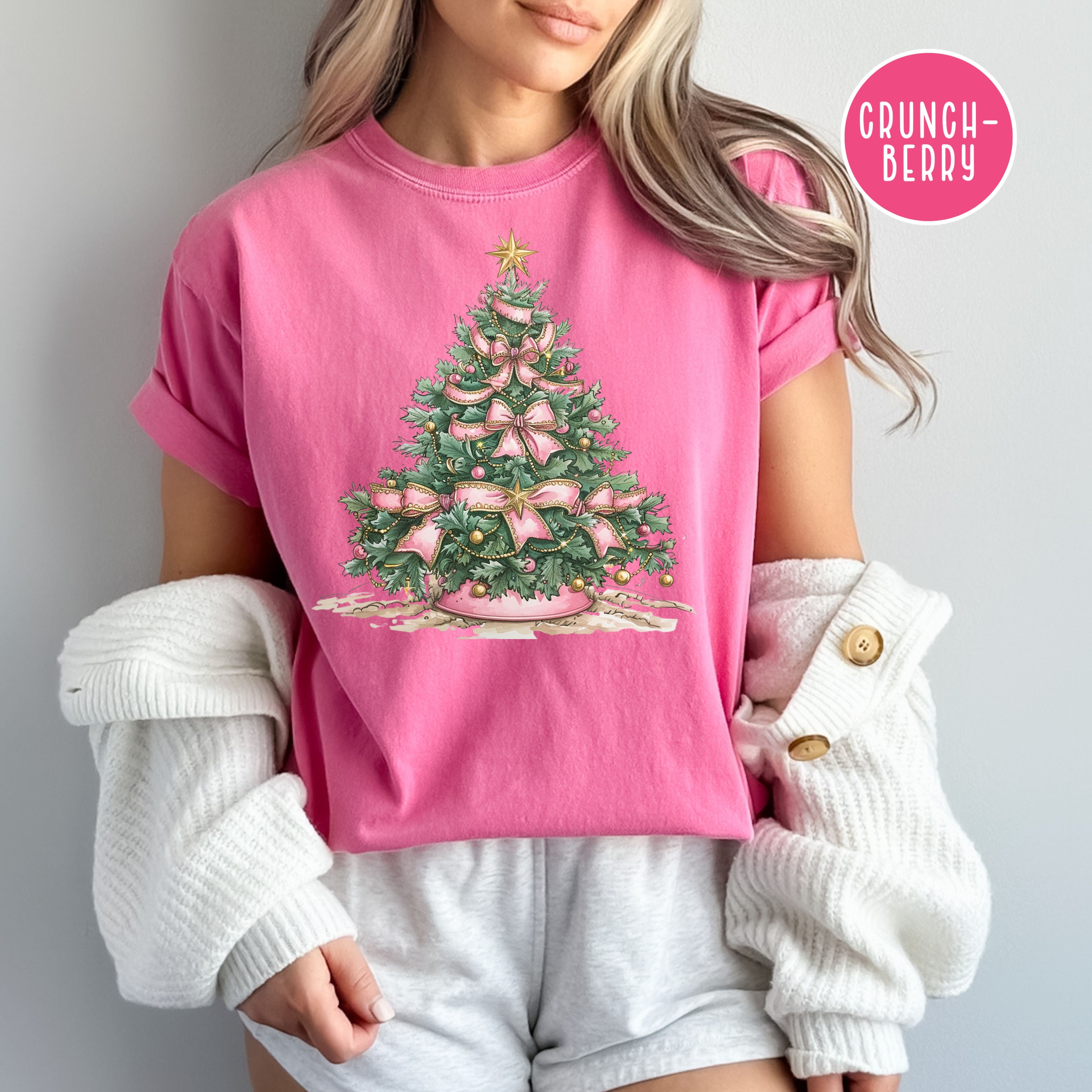 Pink Bow Christmas Coquette Comfort Colors® Tee