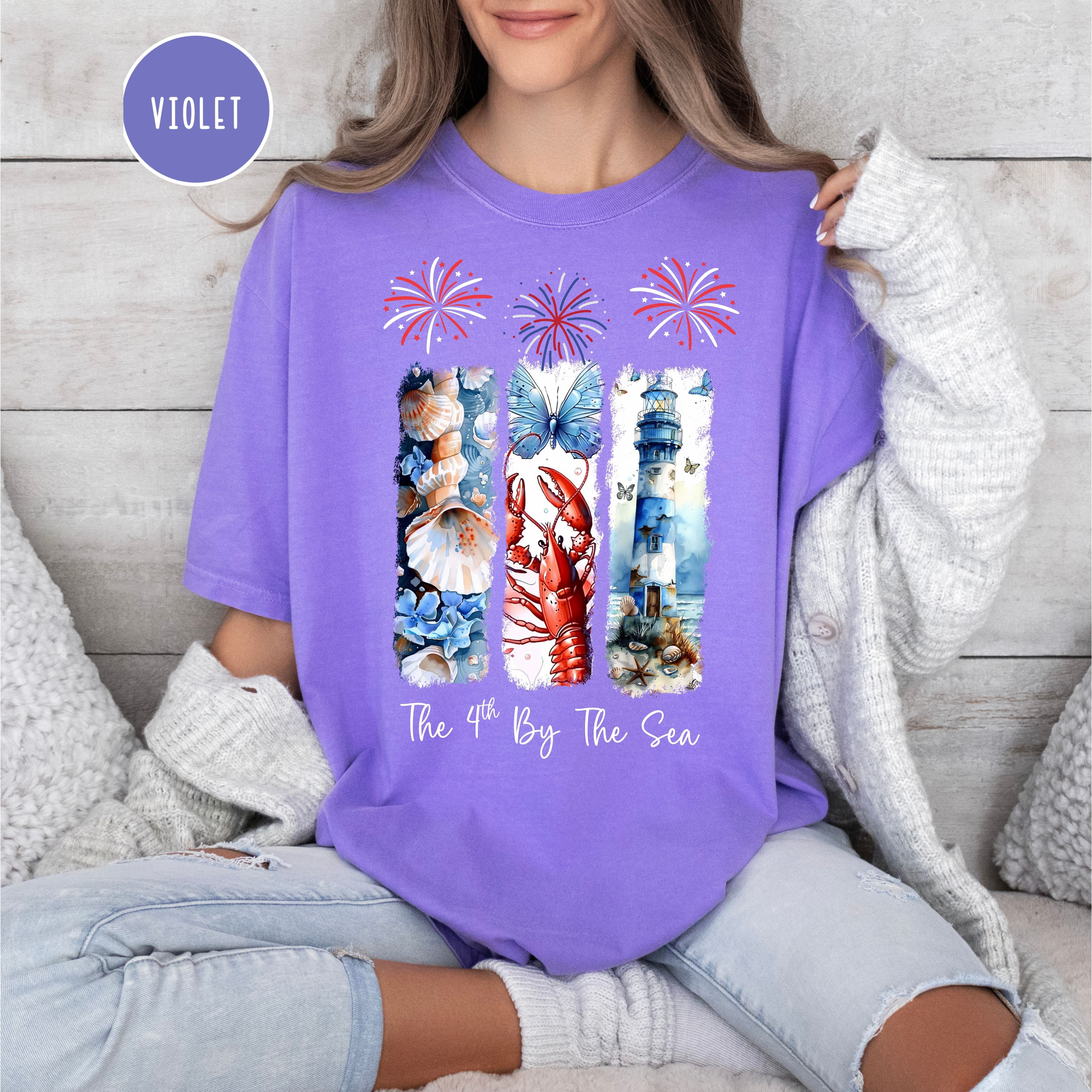 4th of July by The Sea Comfort Colors Independence Day Ocean Vacation Shirt