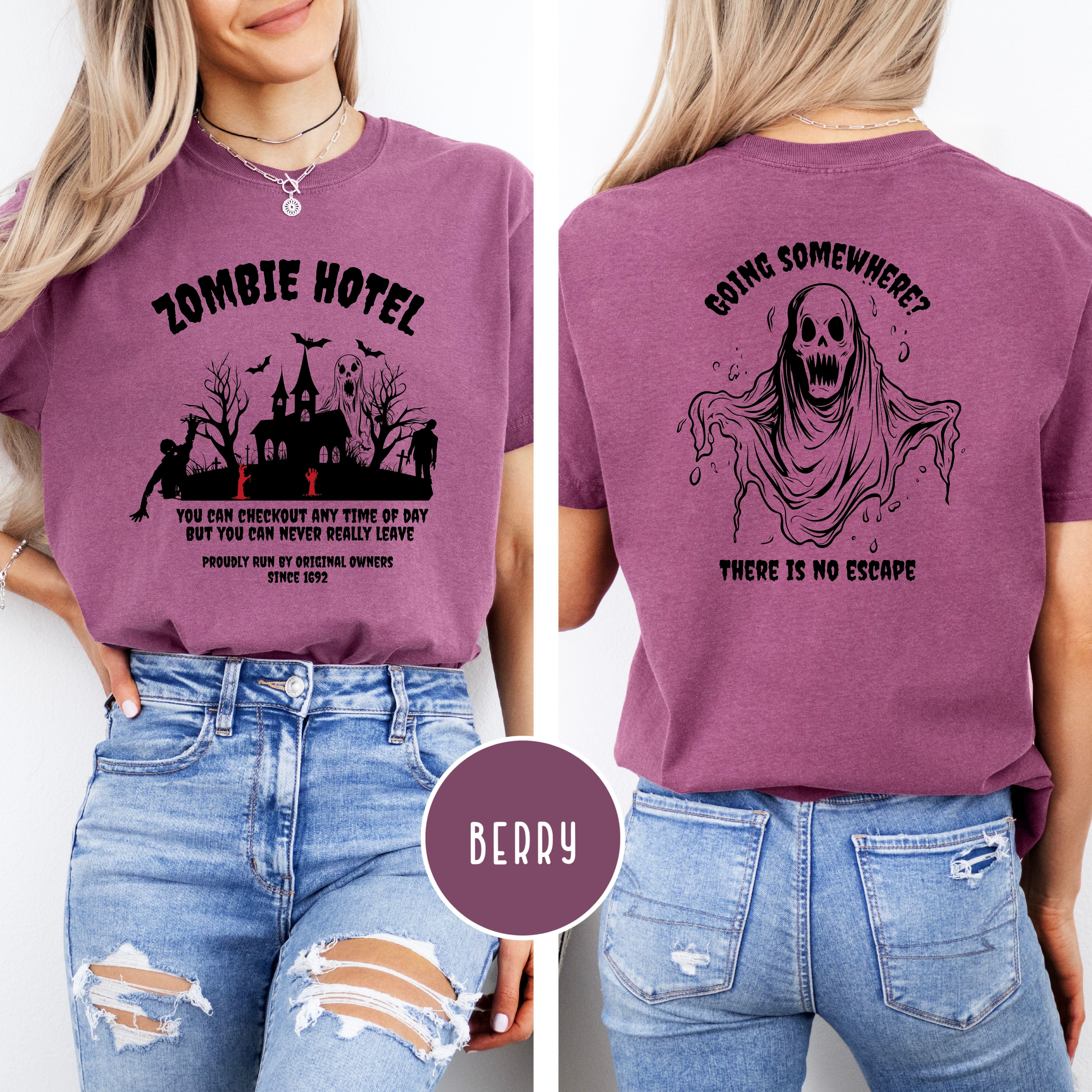 Zombie Halloween Comfort Colors® Tee Design on Front and Back