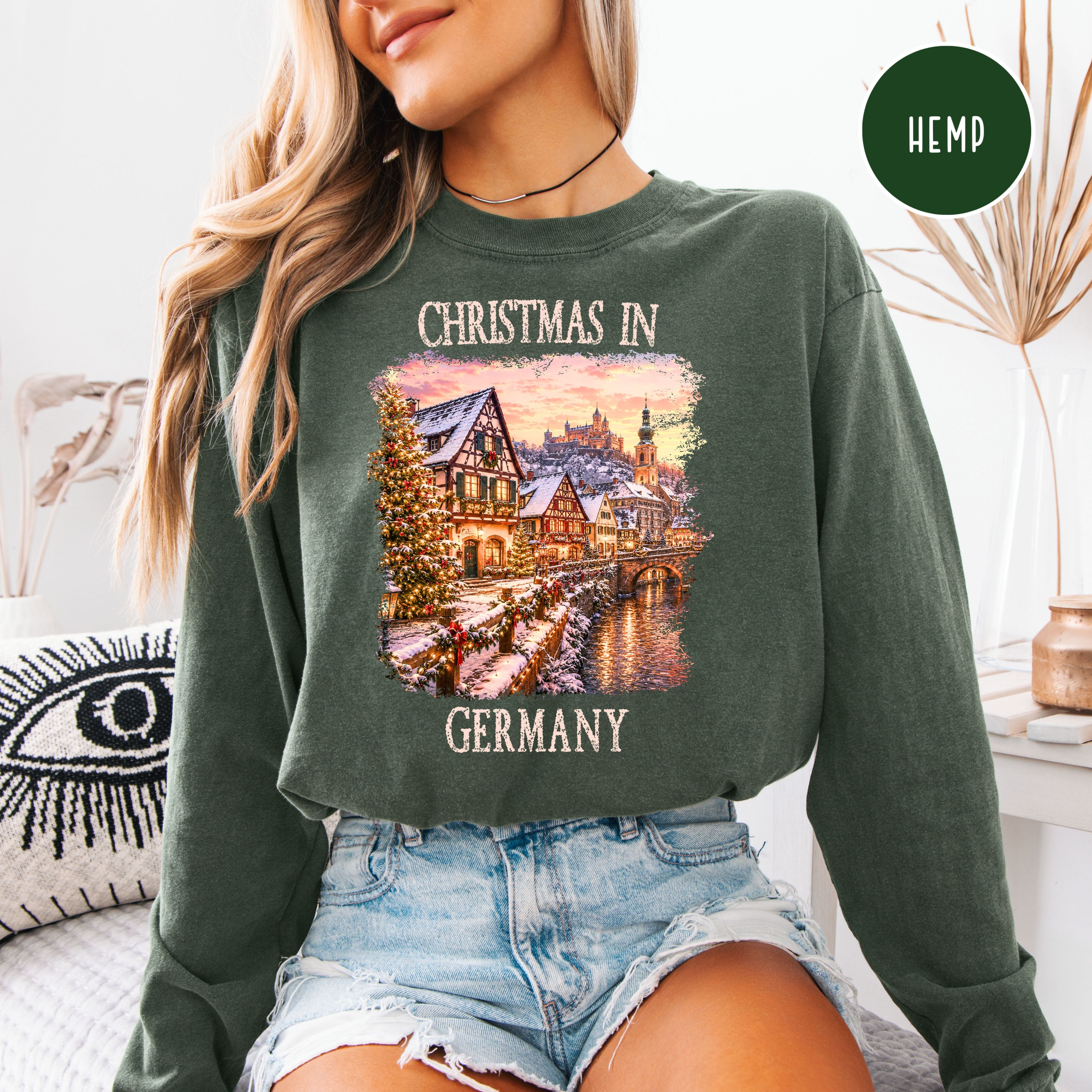 Christmas In Germany Long Sleeve Comfort Color Christmas Gift Shirt, Germany Vacation Long Sleeve T-Shirt, Germany Christmas Gift Shirt
