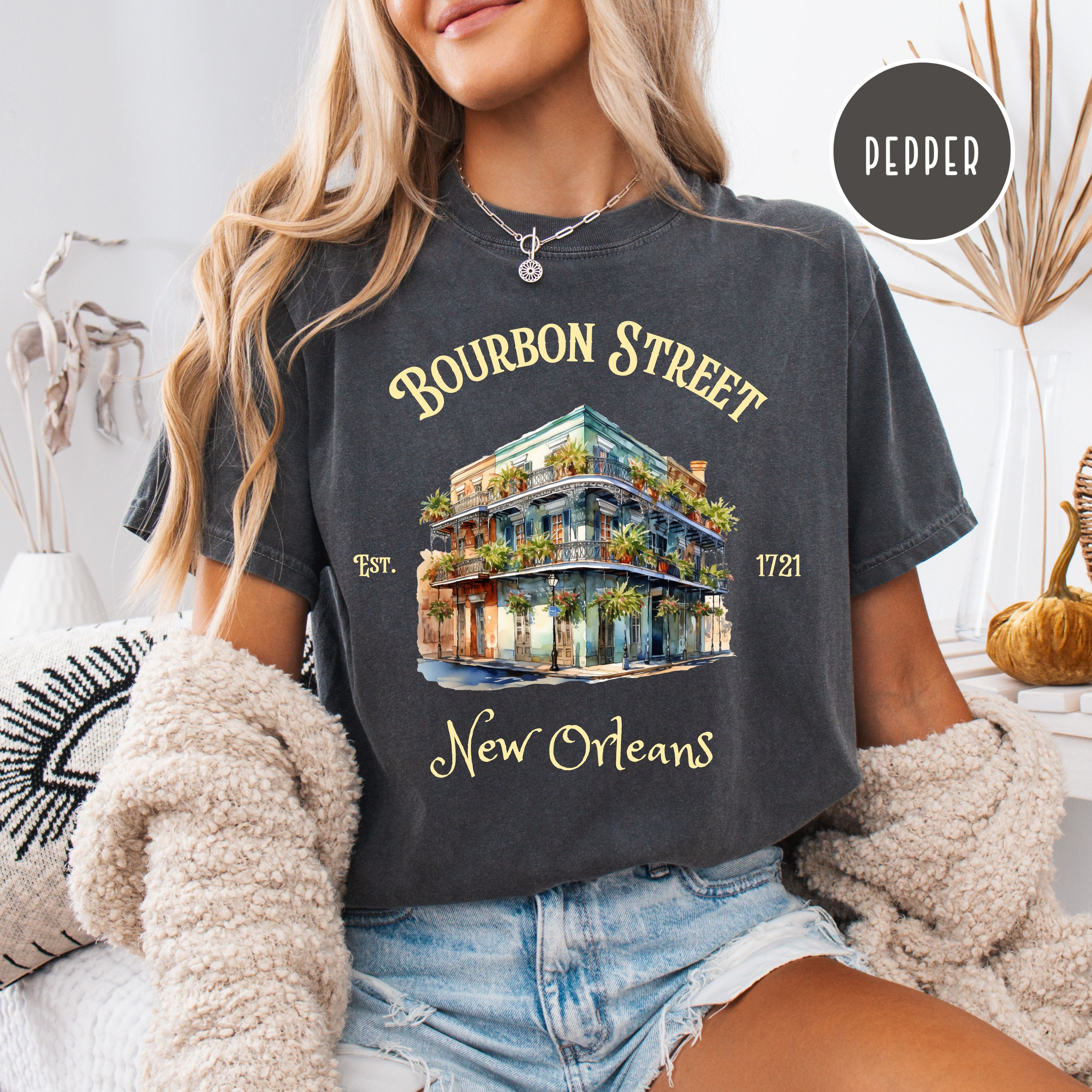 Bourbon Street New Orleans Comfort Colors Tee, French Quarter Shirt