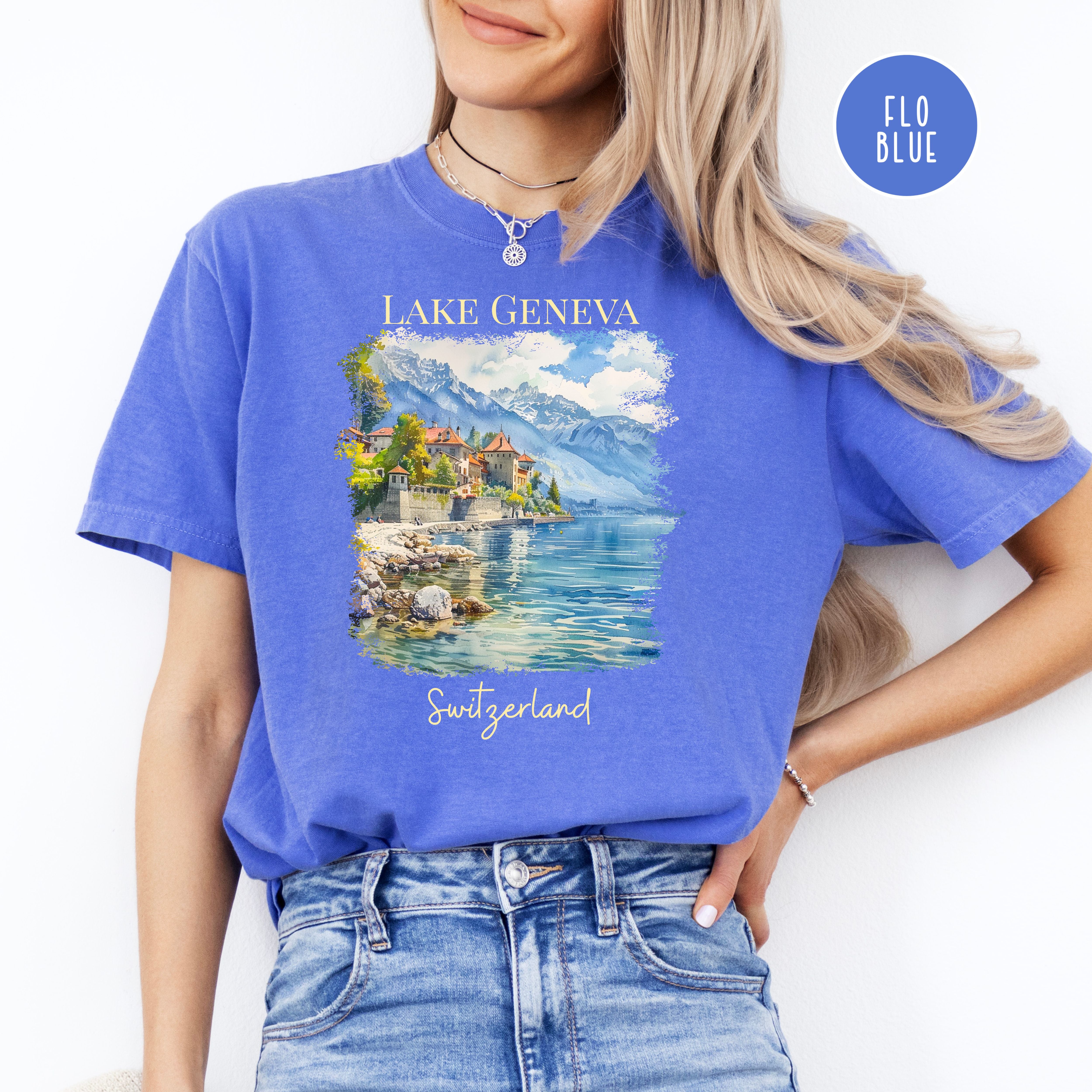 Lake Geneva Switzerland Comfort Colors Adult Unisex Vacation Gift Tee